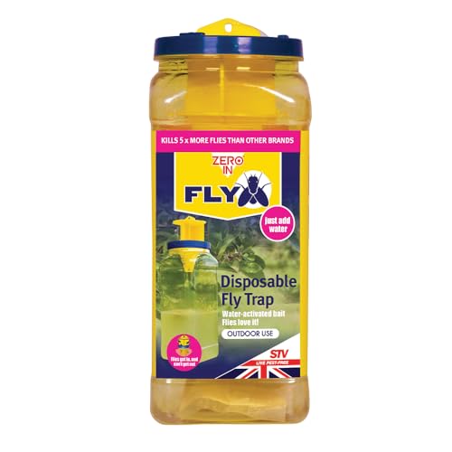 Zero In Outdoor Fly Trap - Ready-Baited Outdoor Fly Catcher, Twin Pack - Non-Toxic, Insect Trap to Attract & Trap Bugs - Suitable for Garden & Outdoor Use, Lasts up to 2-3 Weeks