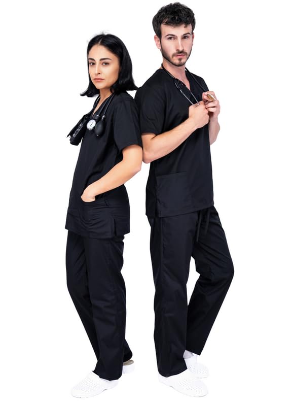 Unisex Scrubs Uniforms Set- Medical Uniforms & Scrubs, Soft And Comfortable Fit Nurse Scrubs, Breathable Fabric, Multiple Pockets, Elastic Waist, Lightweight Professional Work Wear Clothing