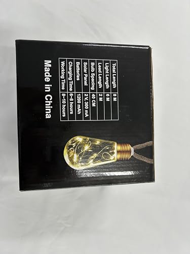 Geemoo Solar Fairy Lights Outdoor Garden - 8M 160 LED Solar String Lights Waterproof, Hemp Rope Solar Festoon Lights with 16 LED Shatterproof Bulbs for Patio, Party, Yard, Xmas Decoration (Warm White)