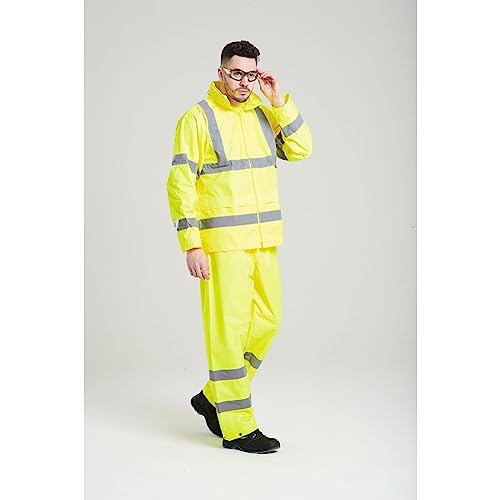 Portwest H440 Men's Lightweight Waterproof Hi-Vis Rain Jacket Yellow, Large