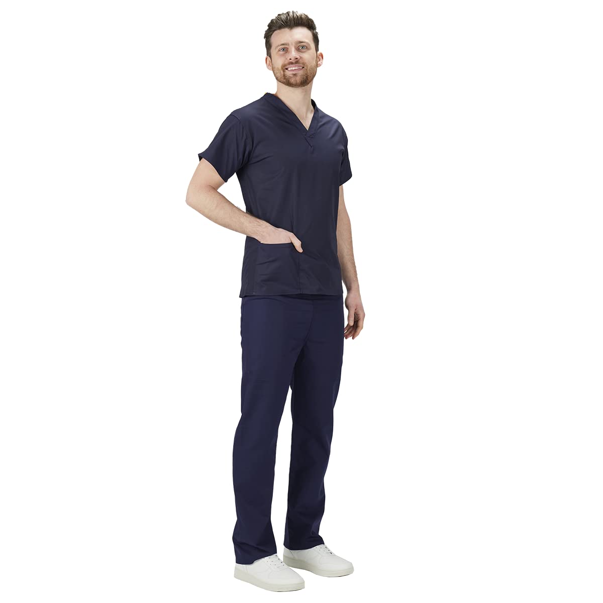 Interweave Healthcare Performance Scrub Set Medical Uniform Unisex Polycotton Reversible Scrubs Top & Trousers With Pockets In 8 Colours (as8, alpha, m, regular, regular, Navy)