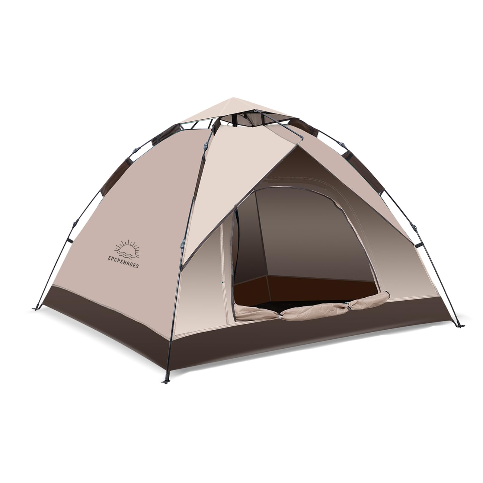 EPCPSHADES Camping Dome Tent for 2 Man, Waterproof Pop up Tent with Carry bag, Instant Double Layer Camping Automatic Tents for Outdoor, Khaki