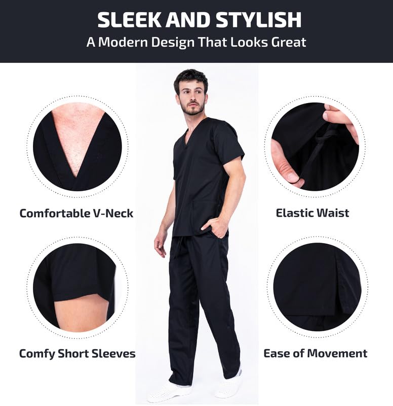 Unisex Scrubs Uniforms Set- Medical Uniforms & Scrubs, Soft And Comfortable Fit Nurse Scrubs, Breathable Fabric, Multiple Pockets, Elastic Waist, Lightweight Professional Work Wear Clothing