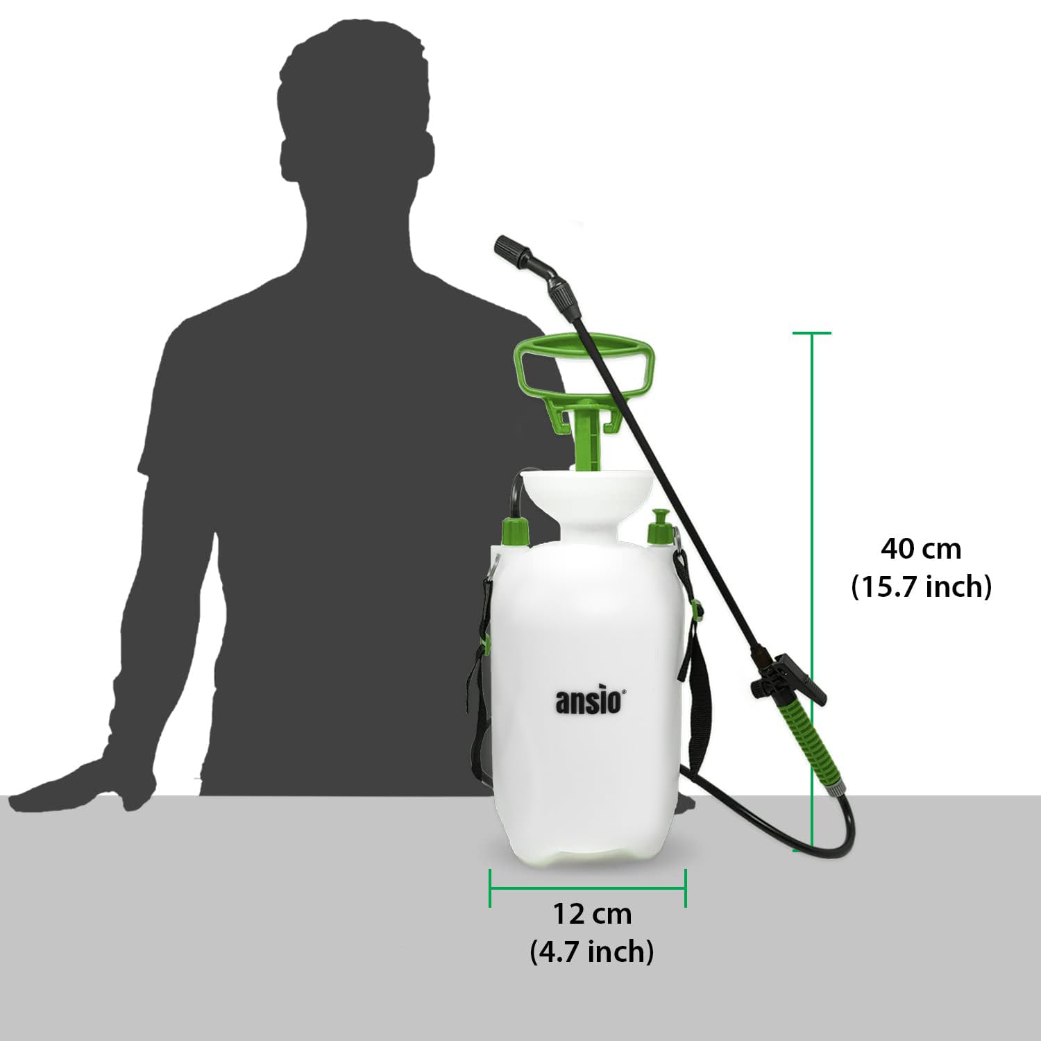 ANSIO® Garden Sprayer 5 litre Pressure Pump Action, Weed Killer,Water Pump Sprayer, Ideal with Pesticides, Insecticides, Fungicides.