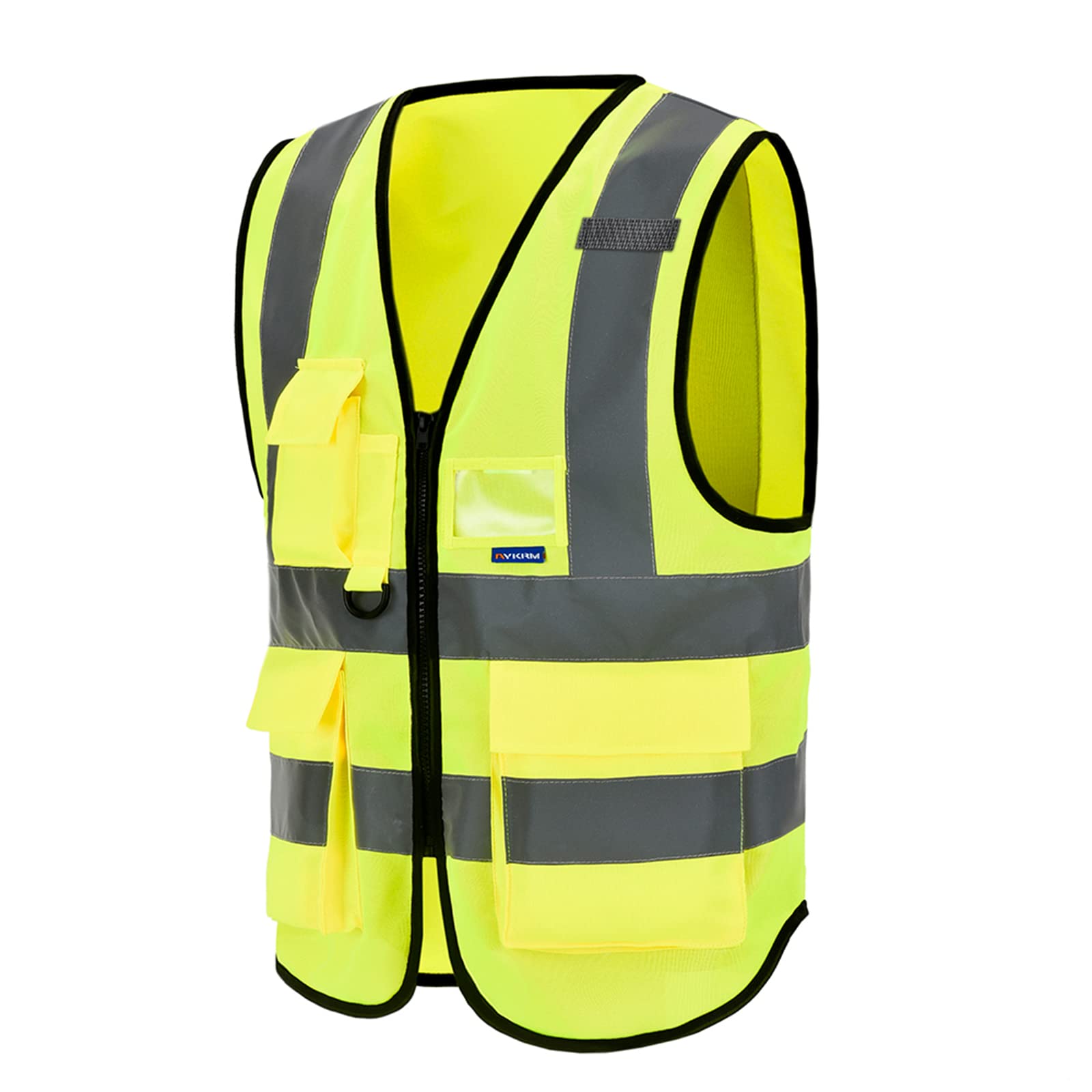 AYKRM Hi viz vests yellow high viz Class 2 hi vis Zipper Front High Visibility vest Hi Vis Executive Vest Waistcoat with Phone & ID Pockets