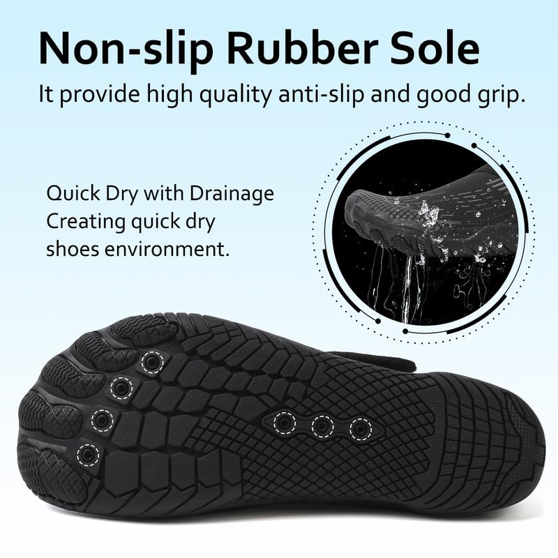 ziitop Barefoot Water Shoes Womens Mens Swim Beach Pool Sea Wet Aqua Shoes Quick Drying Lightweight Comfortable Breathable for Water Aerobics Trainers Unisex Sport Diving Shoes Black