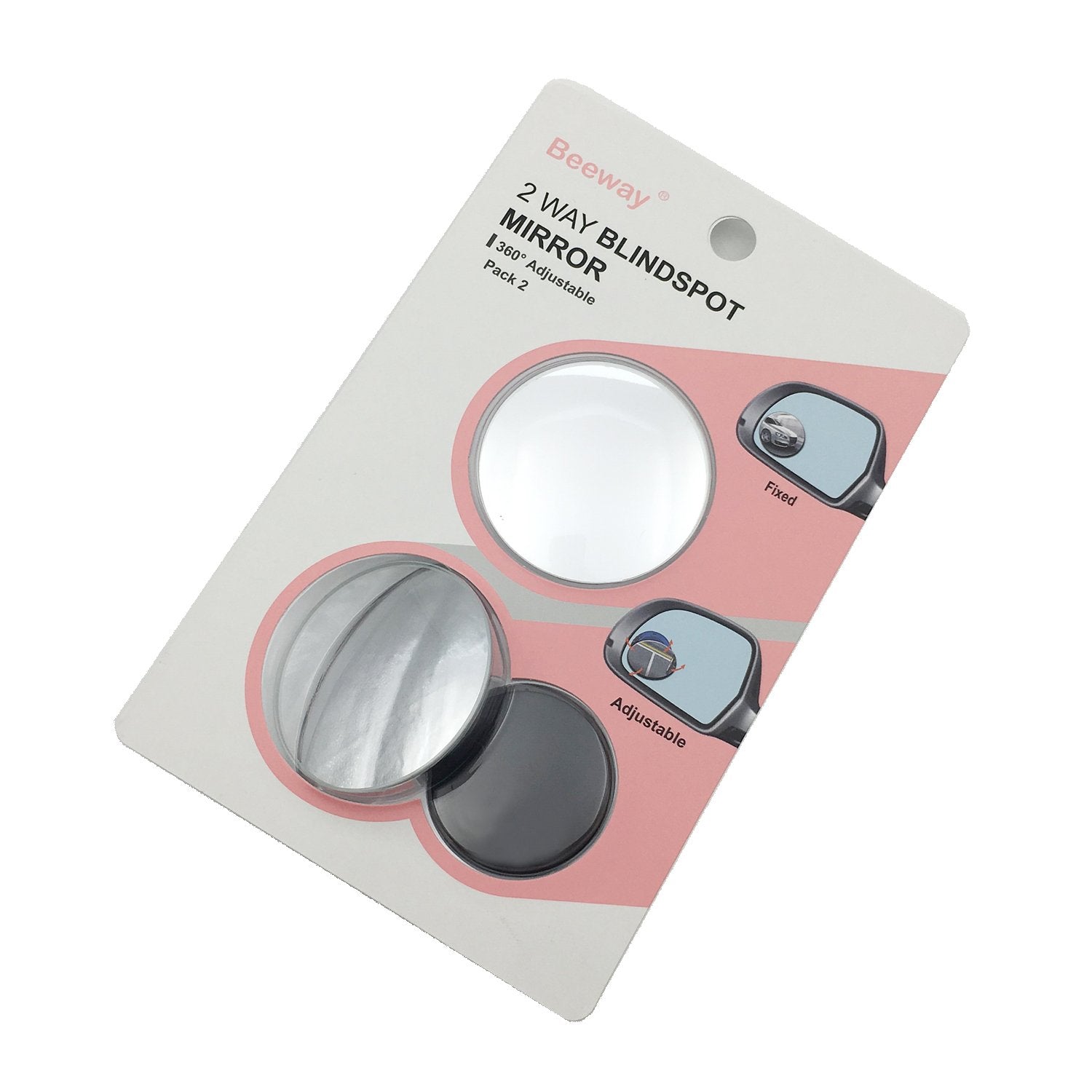 BEEWAY Blind Spot Mirrors, Round Frameless 360° Rotate Sway Adjustable HD Glass Convex Mirror Maximize RearView Universal for Car SUV Trucks Traffic Safety - Pack 2