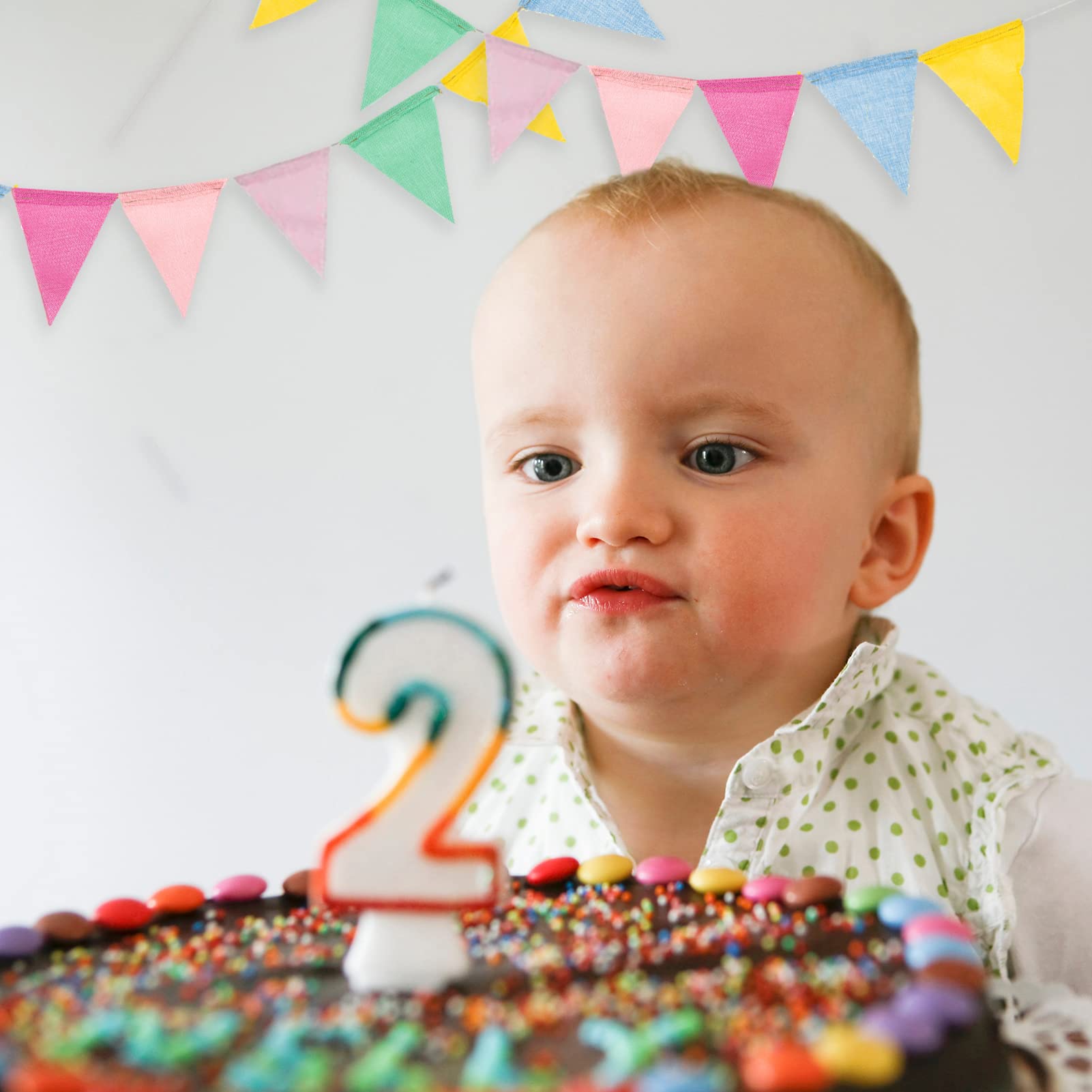 SZXMDKH 60 Flags 68 Feet Bunting Banner, Multicolor Outdoor Waterproof Triangle Flags Imitated Linen Burlap Bunting Supply for Wedding Birthday Party Home Festival Decoration