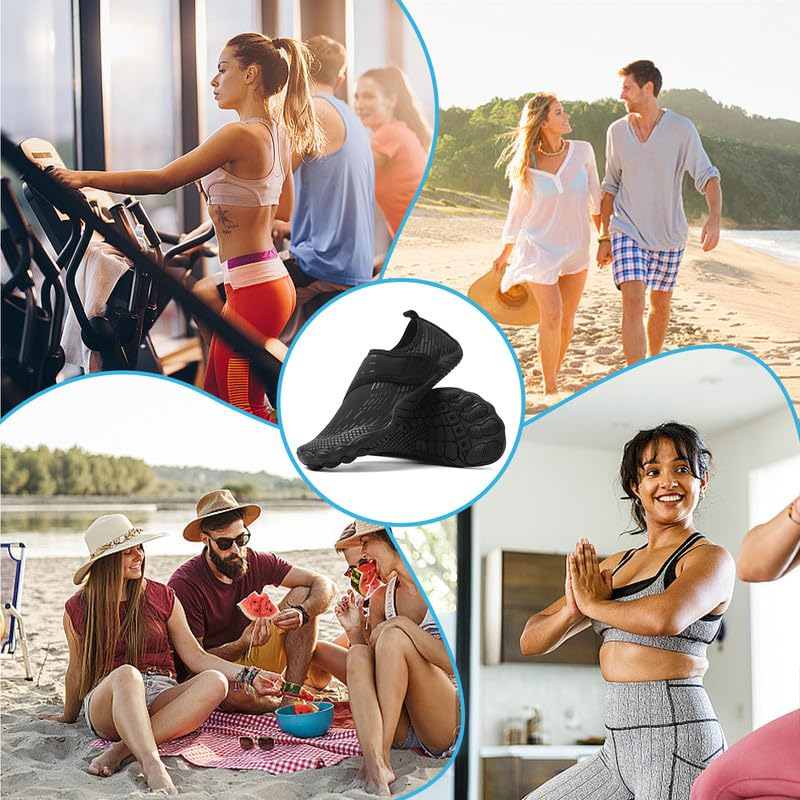 ziitop Barefoot Water Shoes Womens Mens Swim Beach Pool Sea Wet Aqua Shoes Quick Drying Lightweight Comfortable Breathable for Water Aerobics Trainers Unisex Sport Diving Shoes Black