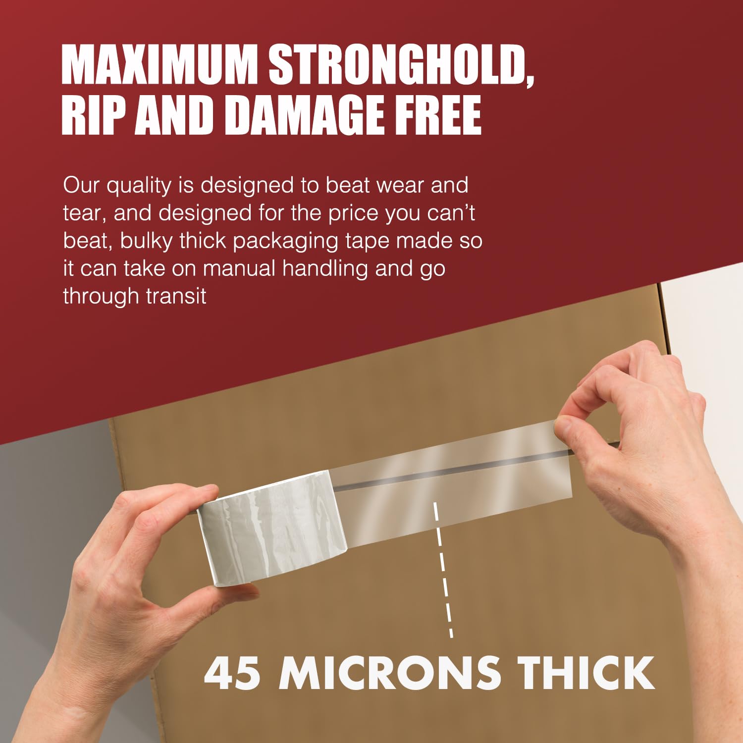 Merrimen Strong Heavy Duty Roll Pack Clear Packaging Tape | Secure Sticky Sealing Tape for Parcel Boxes, Moving Boxes, Large Postal Bags for long term storage | (48MM x 66M) (3 rolls, Clear)