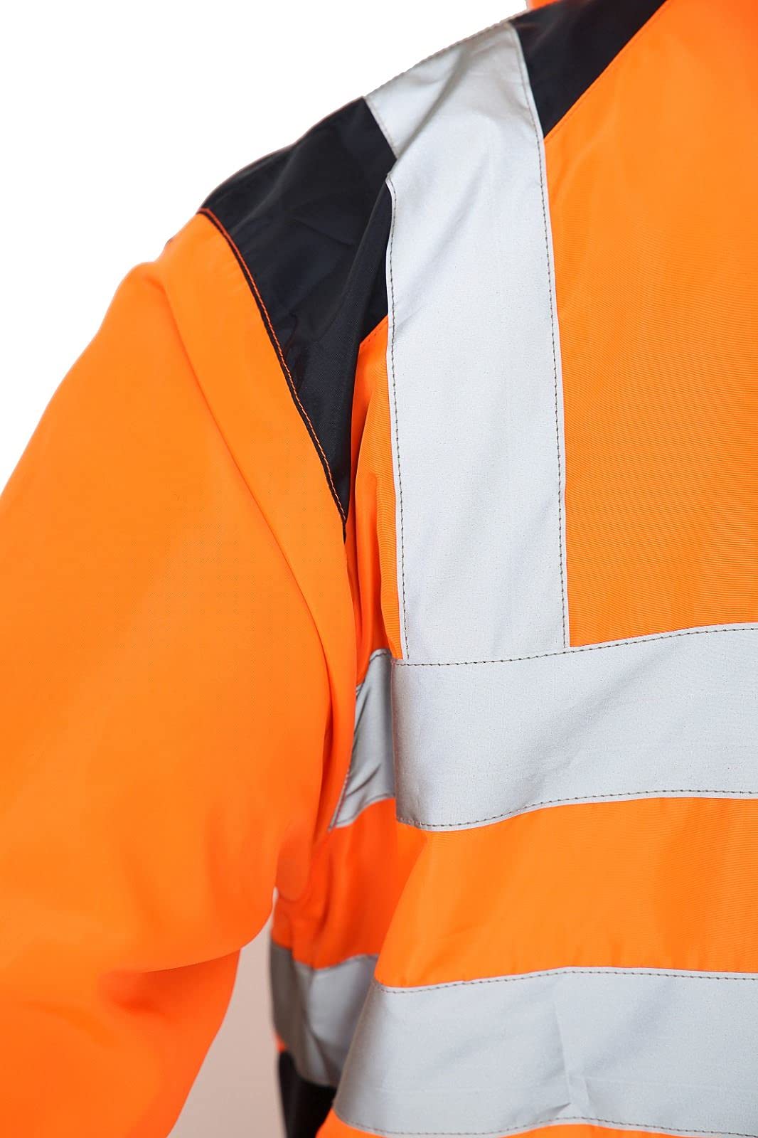 Parsa Fashions Hi Vis Rain Jacket Mens High Visibility Waterproof Reflective Tape Band Safety Zipper Hooded Top Lightweight Sizes Small to 5XL Orange L