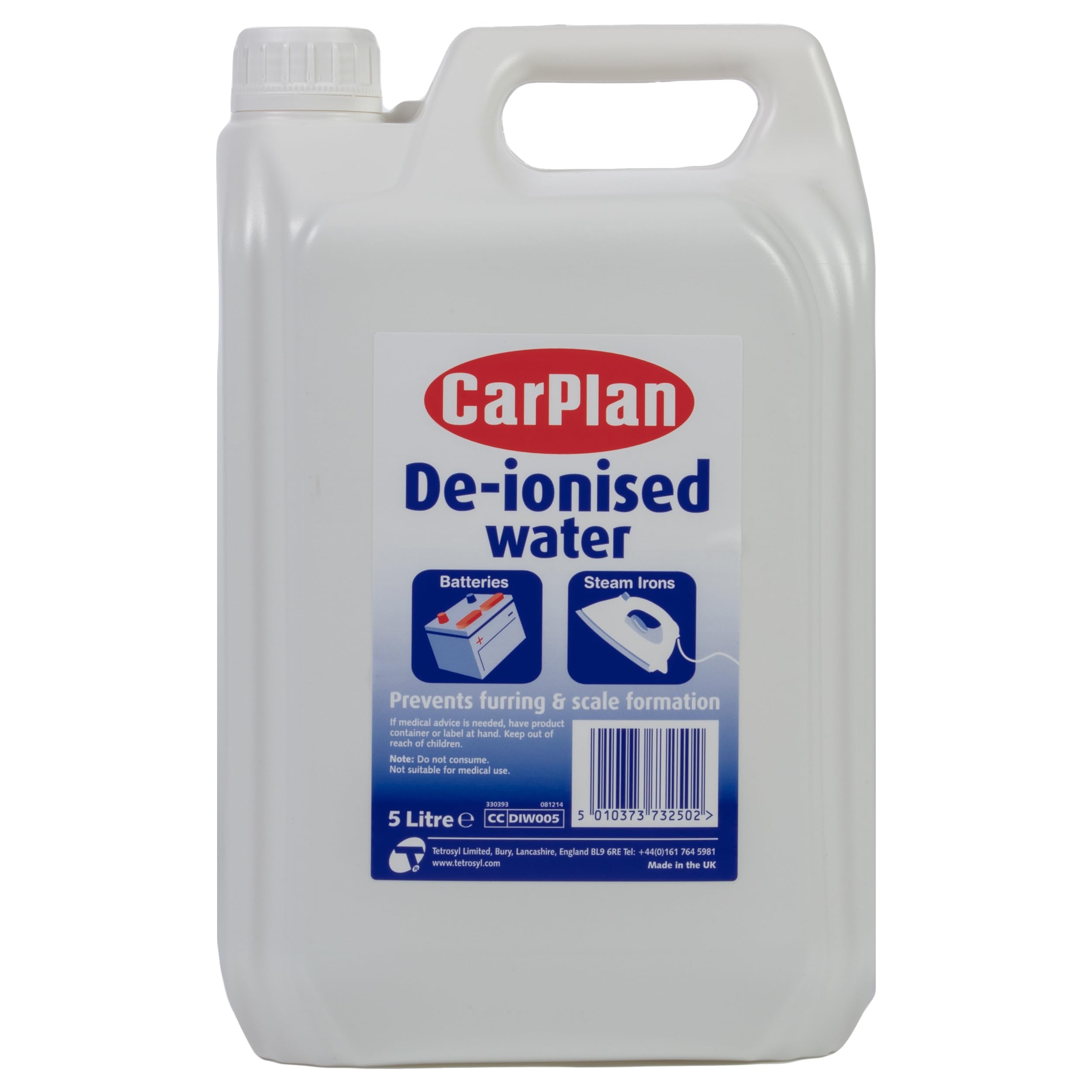 Carplan De-ionised Water, Batteries & Steam Irons, Energy Class A+++, 5 Litres