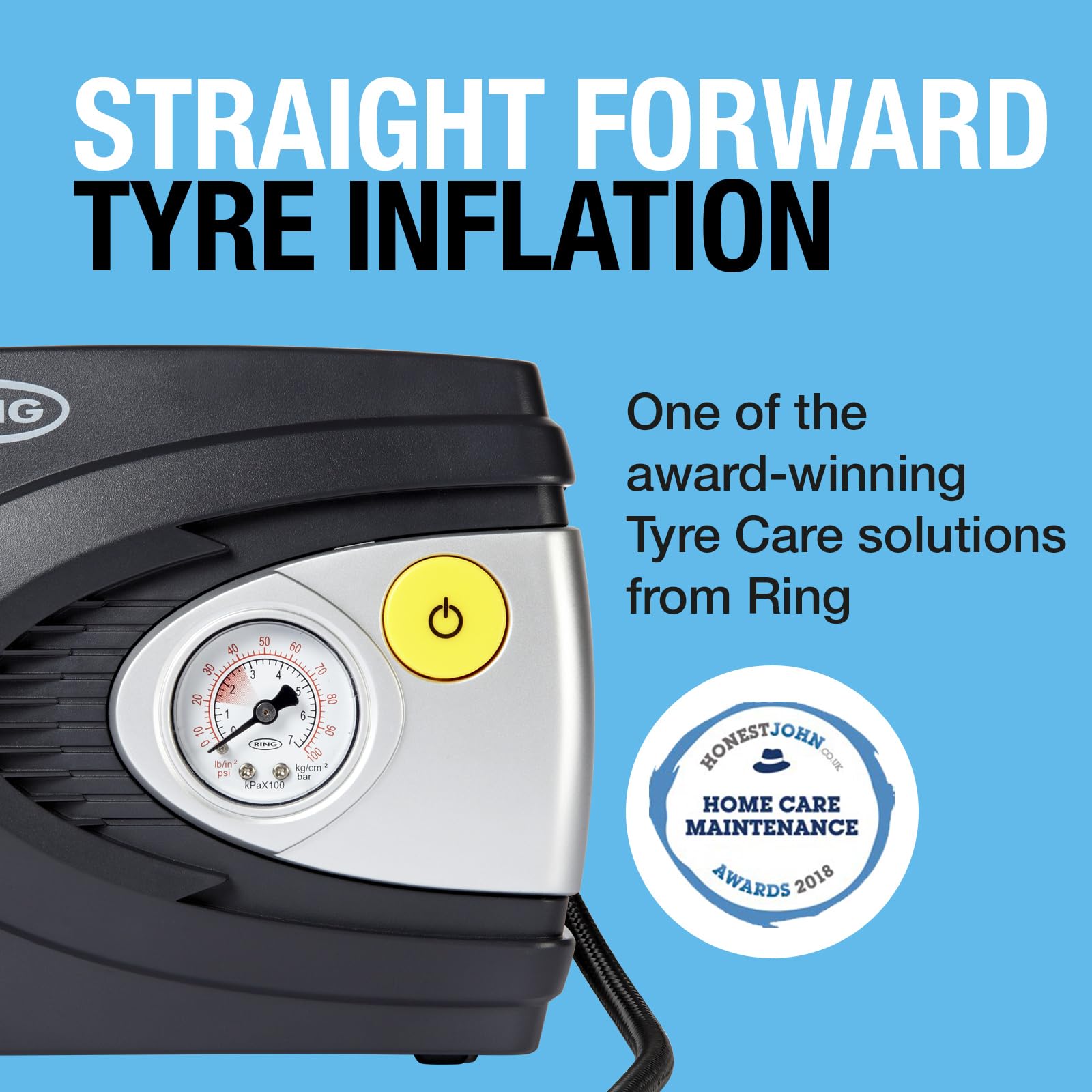 RING TYREINFLATE 610 Analogue Tyre Inflator with Adaptor Kit - Results in PSI & BAR