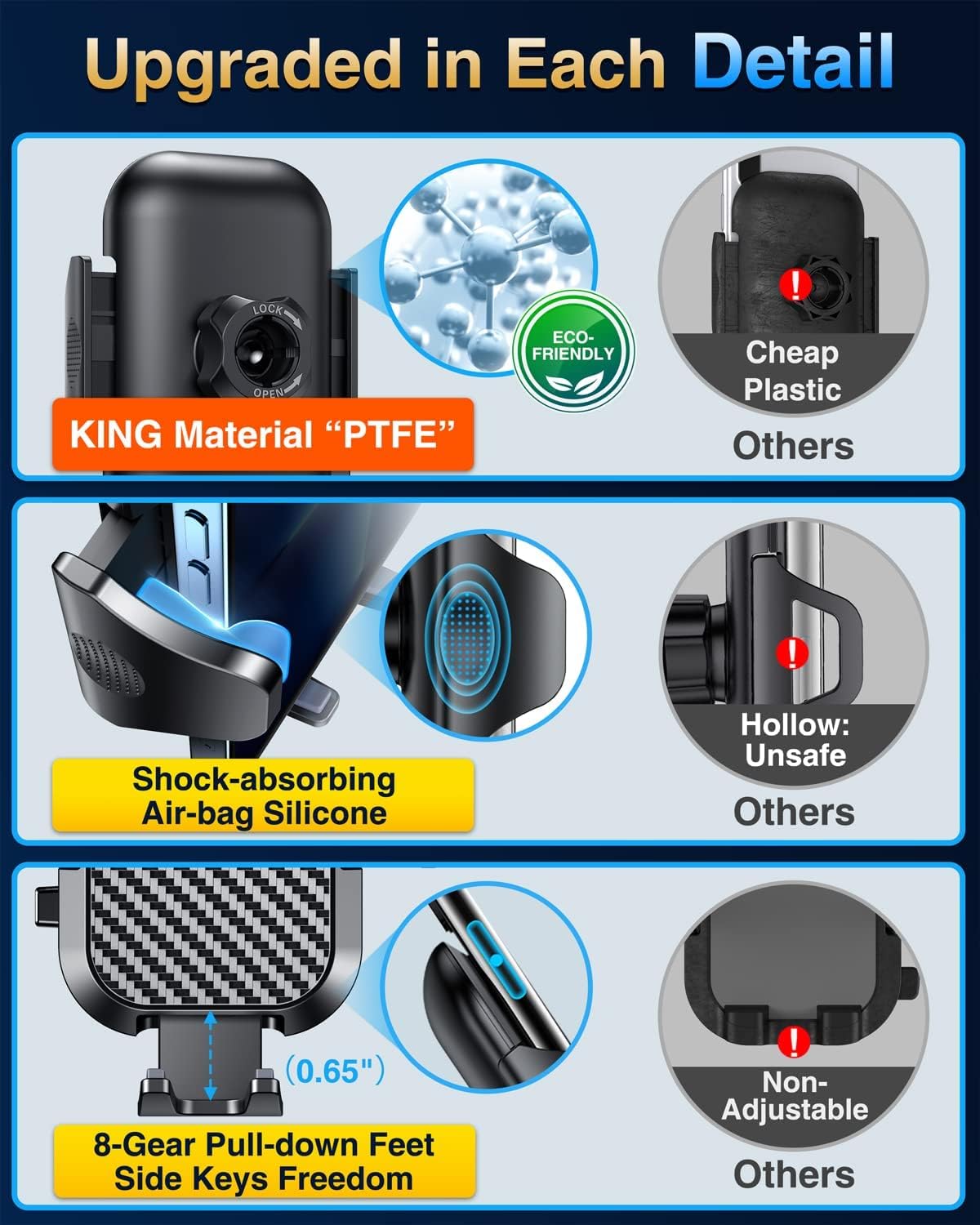 VANMASS 2025 BEST Car Phone Holder [Upgraded Suction & Clip]Rotatable Universal Mobile Phone Mount Dashboard Windscreen Vent Cradle Van Automobile Accessories for iPhone 16 Pro Max 15 14 13 12 Samsung