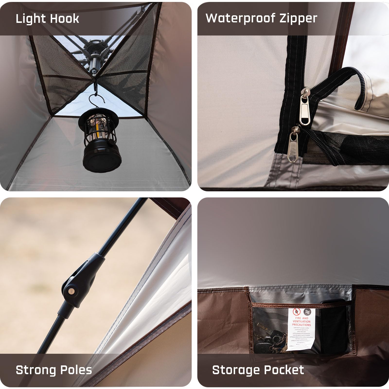 EPCPSHADES Camping Dome Tent for 2 Man, Waterproof Pop up Tent with Carry bag, Instant Double Layer Camping Automatic Tents for Outdoor, Khaki