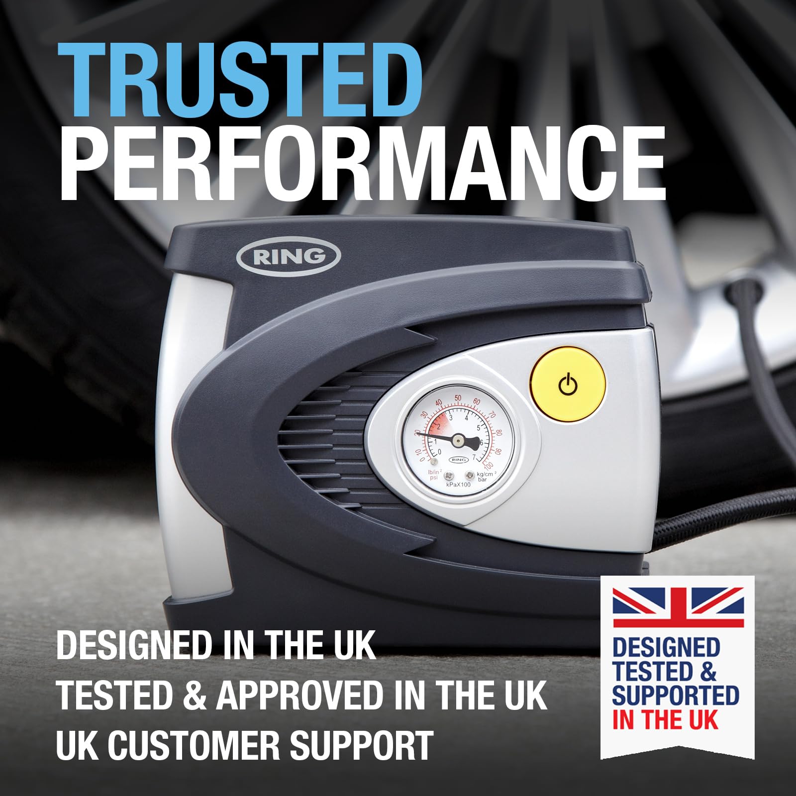 RING TYREINFLATE 610 Analogue Tyre Inflator with Adaptor Kit - Results in PSI & BAR