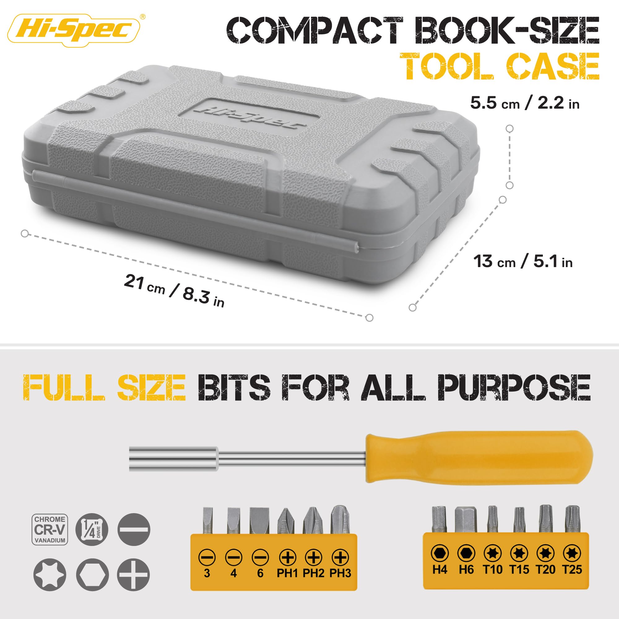 Hi-Spec 24pc Yellow Household DIY Tool Kit. Small Mini Box Set of Starter Basic Tools for Home & Office