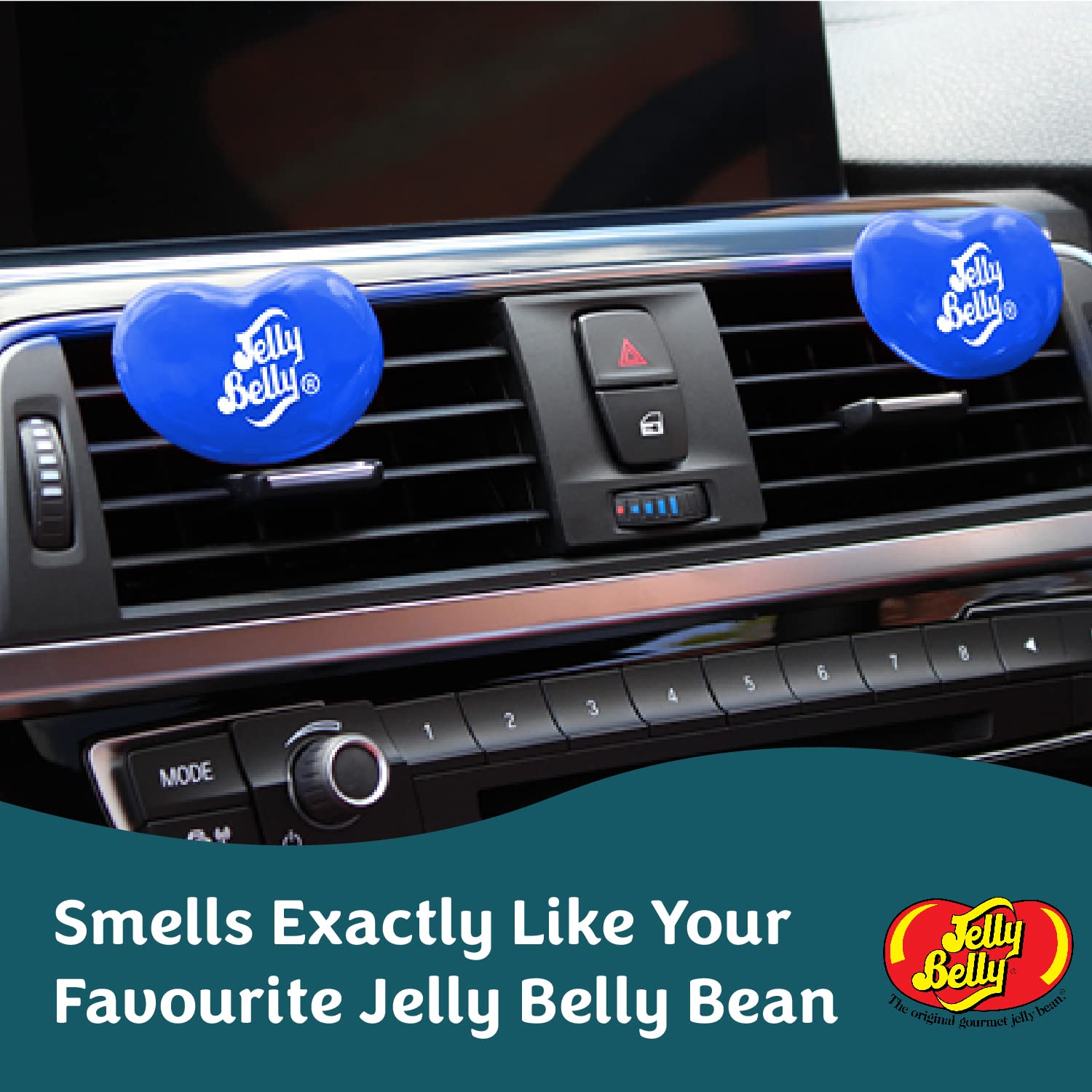 California Scents Jelly Belly Blueberry Mini Vent 3D Gel Duo Pack Air Freshener Car Fragrance, Green