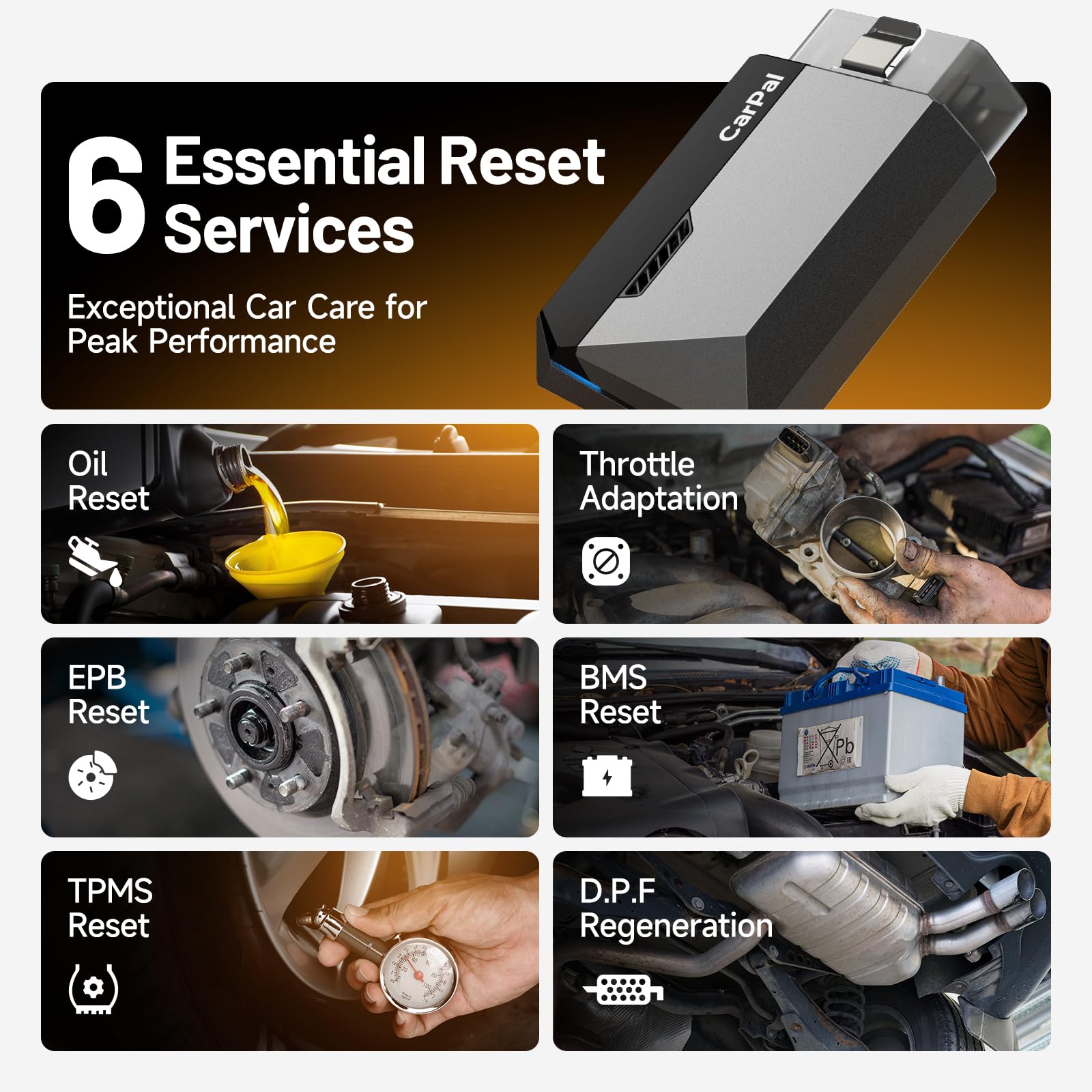 TOPDON CarPal A, OBD2 Scanner, All System Diagnosis, Wireless Bluetooth Diagnostic Tool, Vehicle Health Check, Smog Check, Repair Guide, Engine Inspection, Vehicle Performance Test