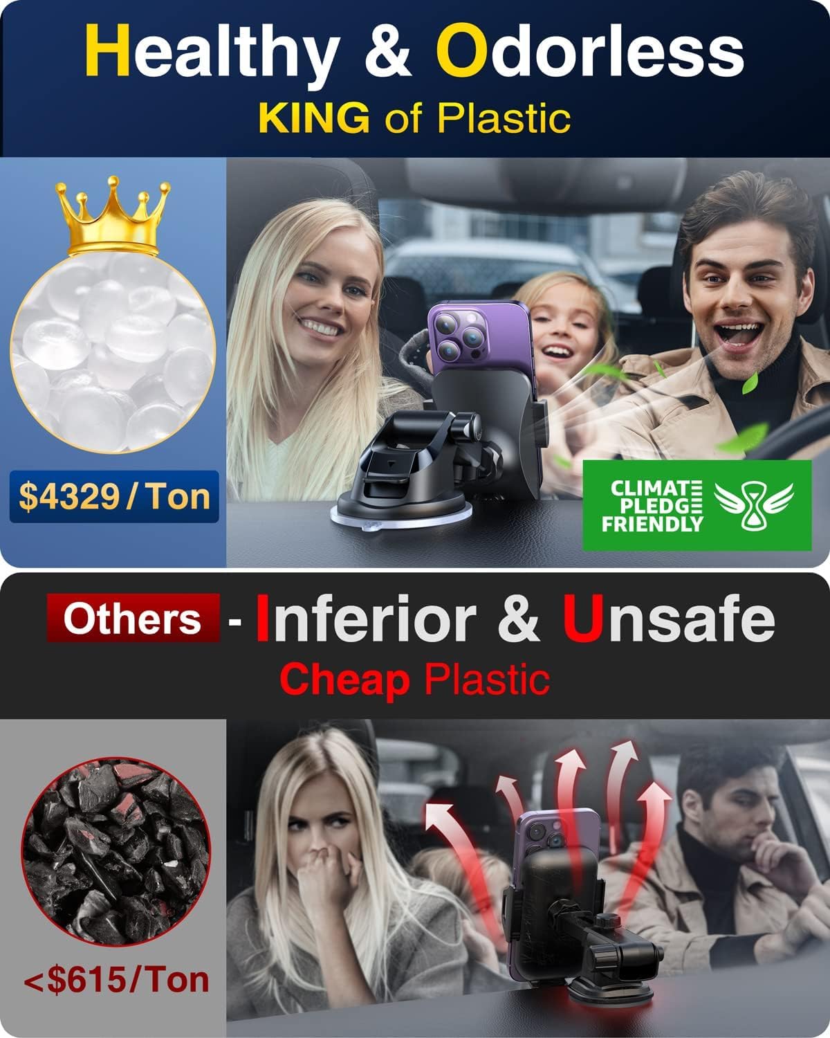 VANMASS 2025 BEST Car Phone Holder [Upgraded Suction & Clip]Rotatable Universal Mobile Phone Mount Dashboard Windscreen Vent Cradle Van Automobile Accessories for iPhone 16 Pro Max 15 14 13 12 Samsung