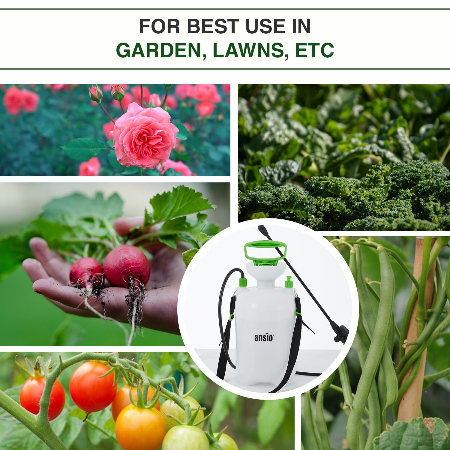 ANSIO® Garden Sprayer 5 litre Pressure Pump Action, Weed Killer,Water Pump Sprayer, Ideal with Pesticides, Insecticides, Fungicides.