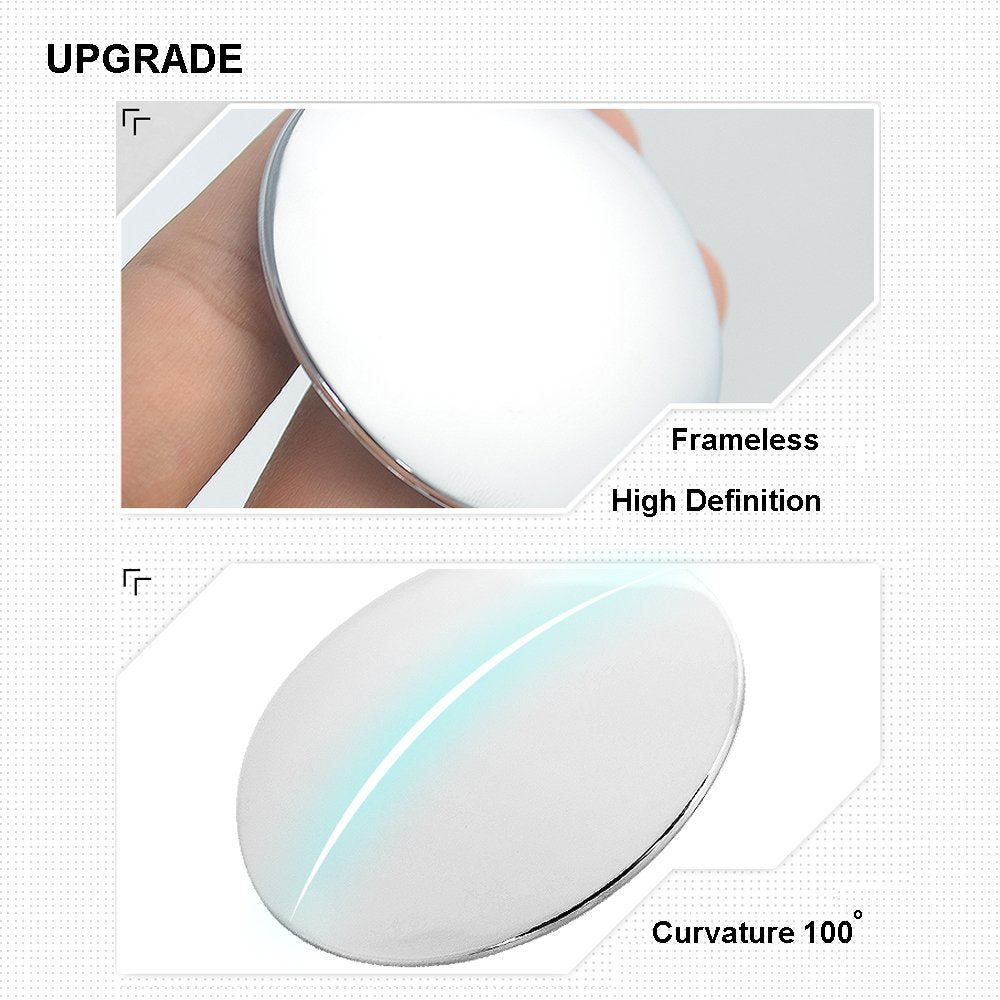 BEEWAY Blind Spot Mirrors, Round Frameless 360° Rotate Sway Adjustable HD Glass Convex Mirror Maximize RearView Universal for Car SUV Trucks Traffic Safety - Pack 2