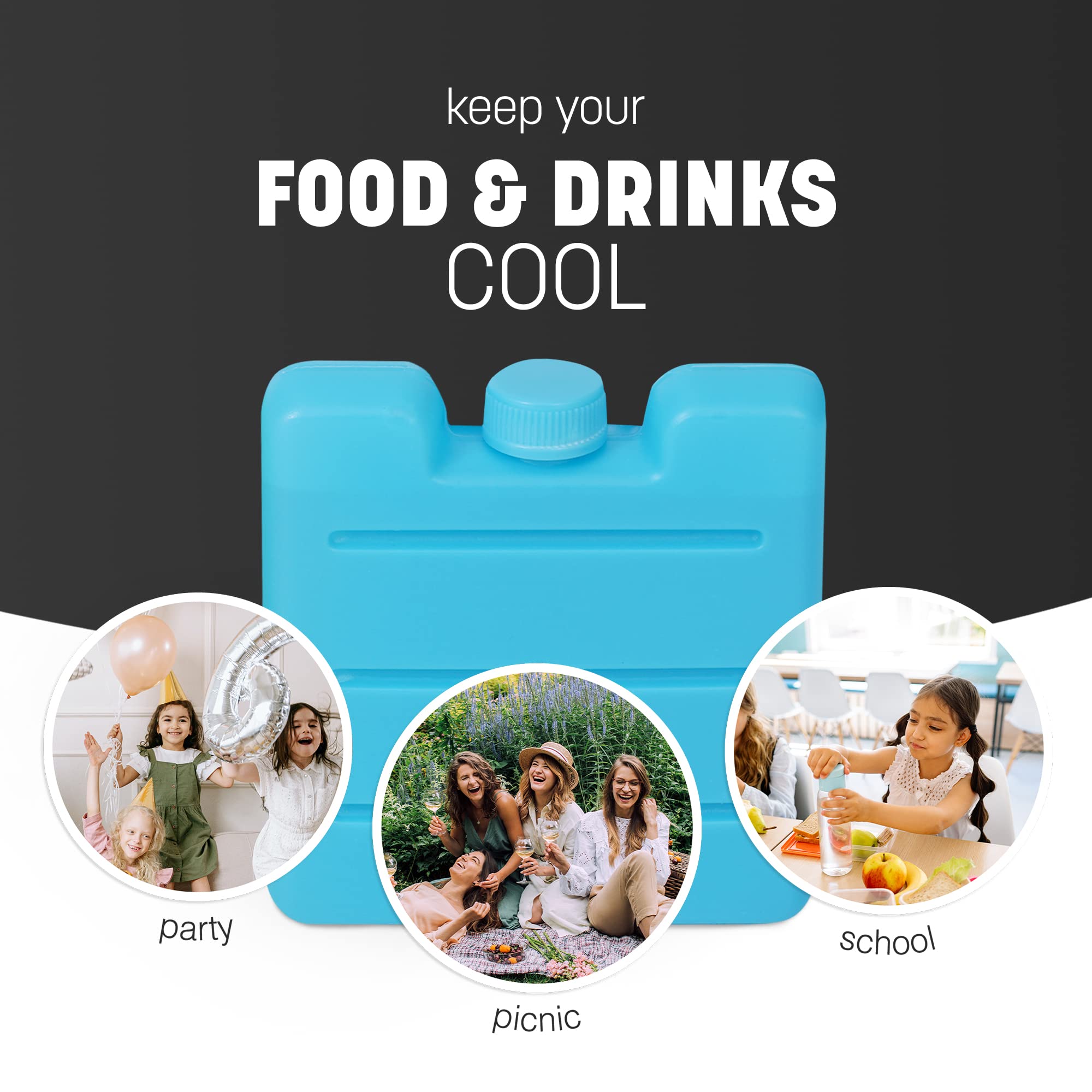 KEPLIN Freezer Blocks - Reusable Ice Pack Cooler for Lunch boxes, Travel, Picnic, and Outdoor Activities | Ice Boxes Maintains Cool Temperature for food and Drinks for hours | Multicolour (6 Pack)