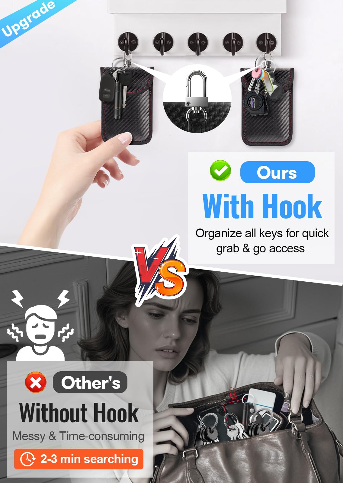 Faraday Pouch for car Keys,Faraday Bag | Car Key Signal Blocking Pouch | Keyless Entry Car Keys Case | RFID Blocker Bag for Car Security | Anti-theft Remote Entry Keyless Protect,Pack of 2