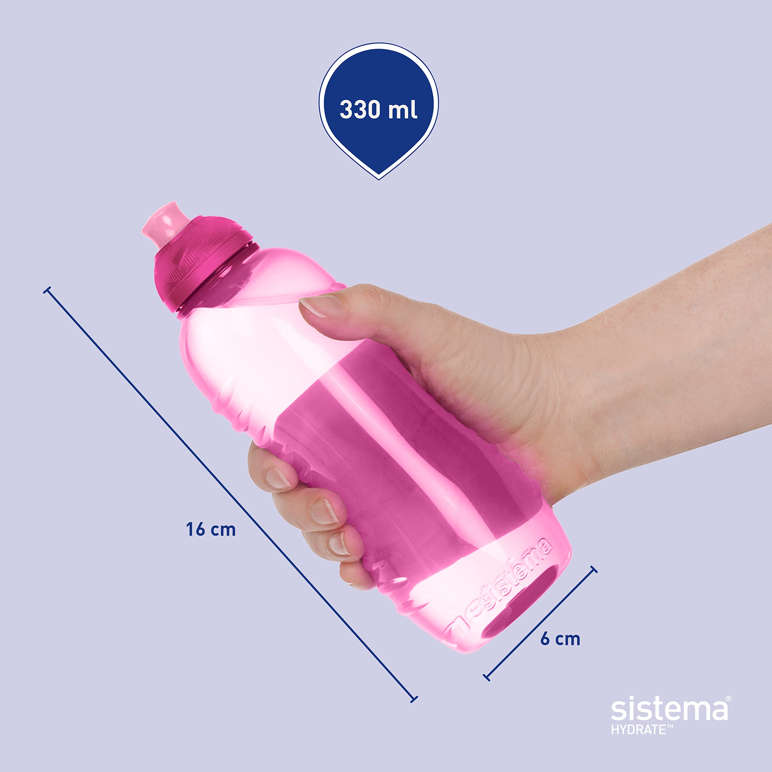 Sistema Twist 'n' Sip Bottle, 330 ml-Assorted Colours, BPA-Free Plastic