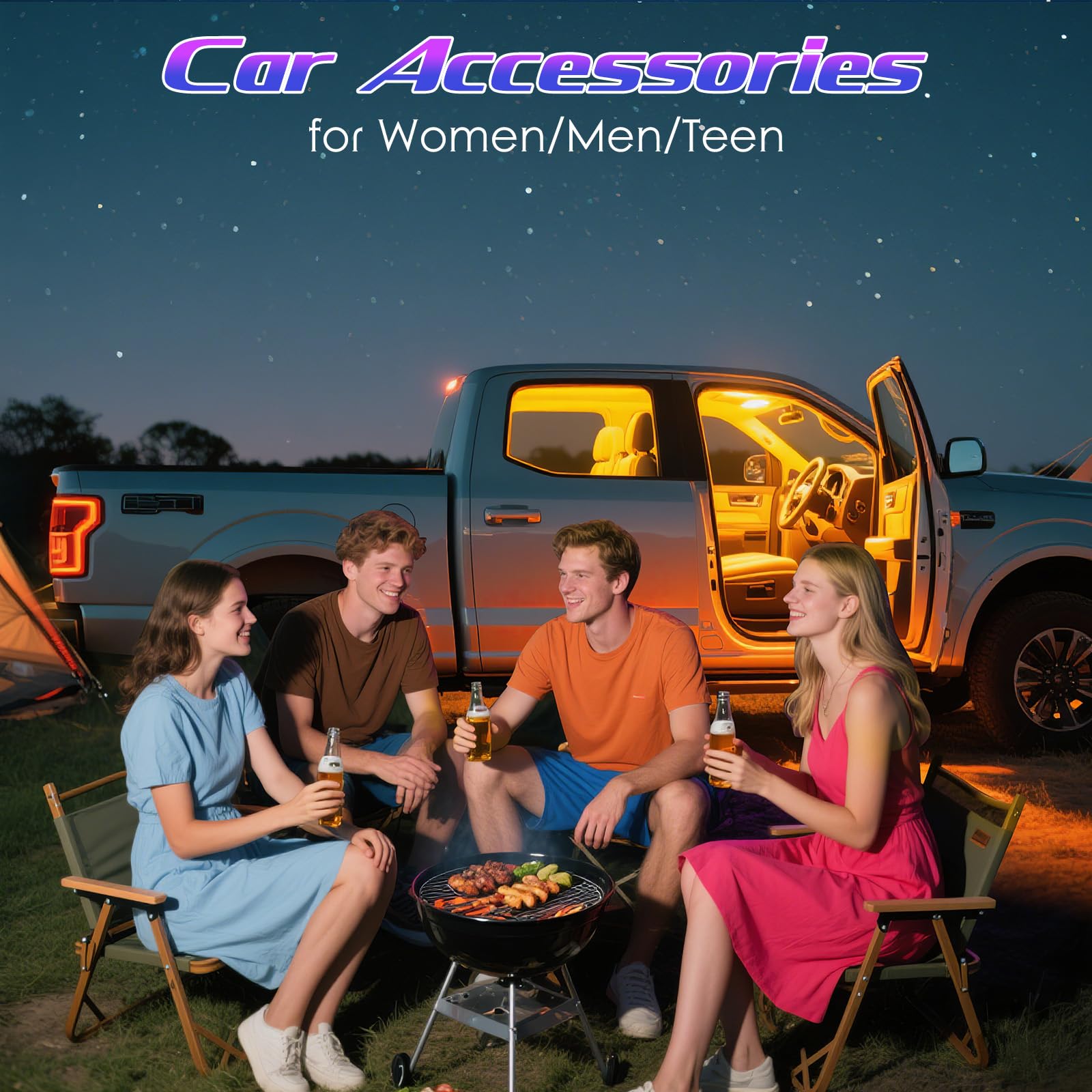 Gifts for Him Husband, Winzwon LED Interior Lights for Car Accessories for Men Women, USB Port APP Control Auto Stuff Lighting Kits Decoration Atmosphere Strip Lights