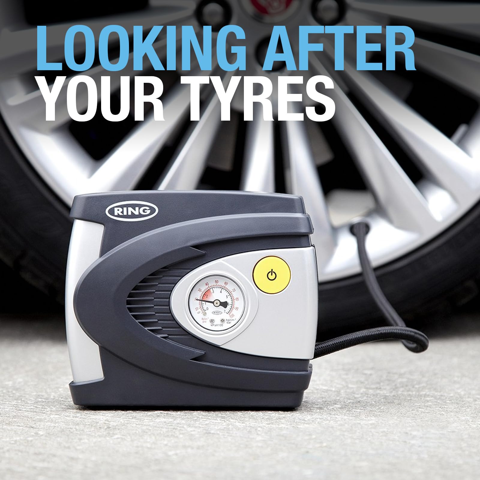 RING TYREINFLATE 610 Analogue Tyre Inflator with Adaptor Kit - Results in PSI & BAR