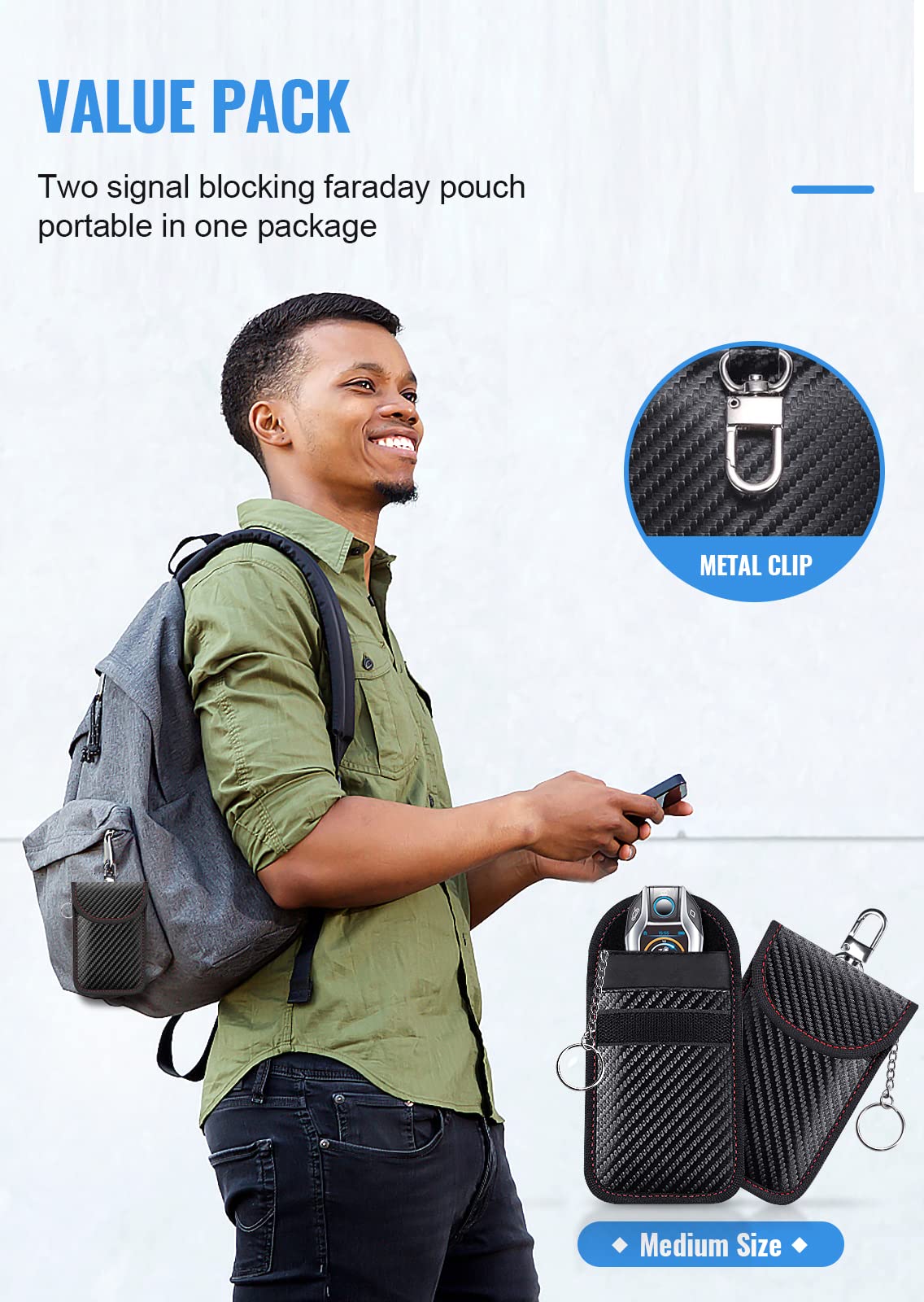 Faraday Pouch for car Keys,Faraday Bag | Car Key Signal Blocking Pouch | Keyless Entry Car Keys Case | RFID Blocker Bag for Car Security | Anti-theft Remote Entry Keyless Protect,Pack of 2