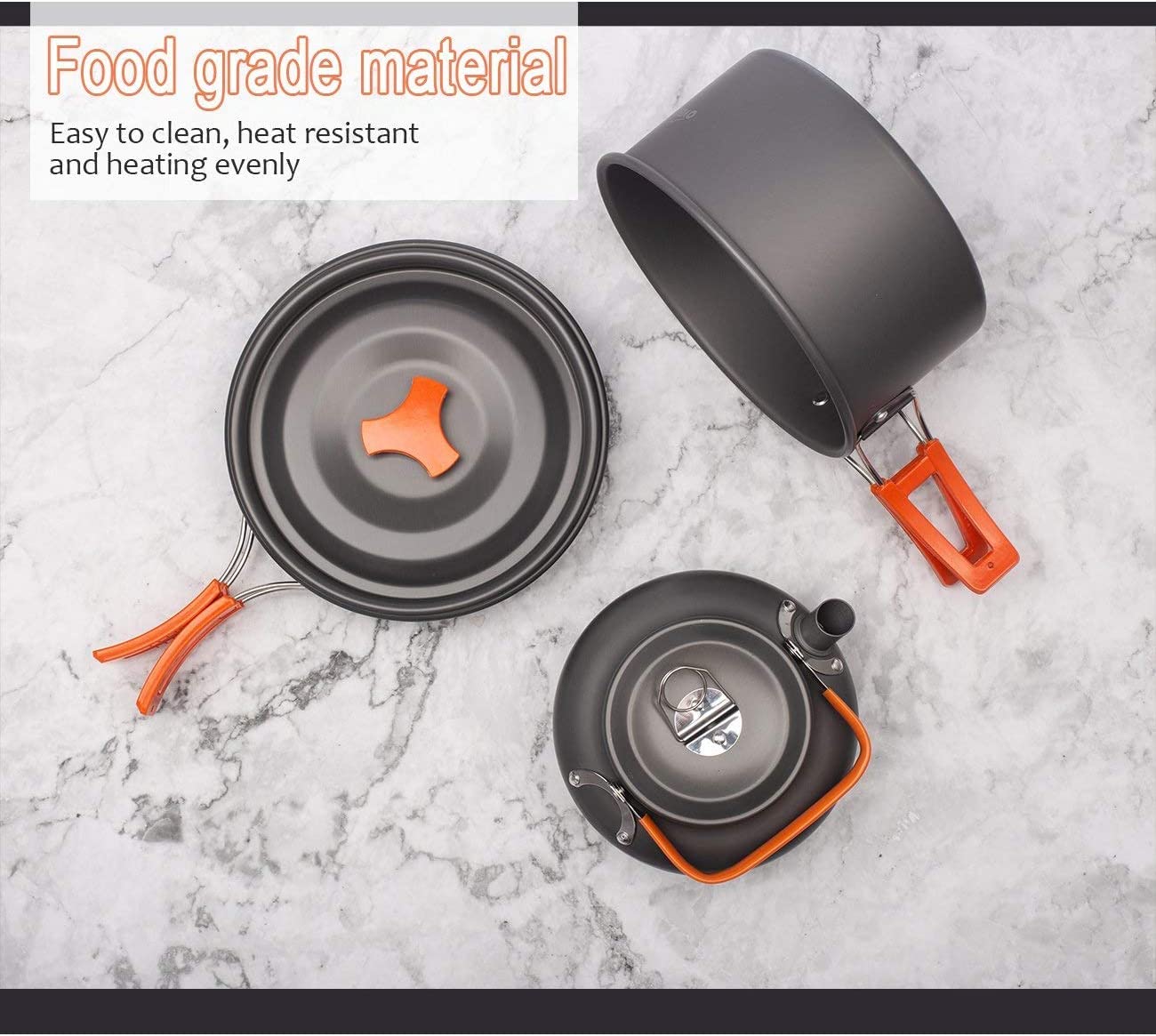 OVERMONT Camping Cookware Set Outdoor Cooking Kettle Mess Kit Pots Pans Ultralight Portable for Backpacking Hiking Picnic Fishing Mountaineering