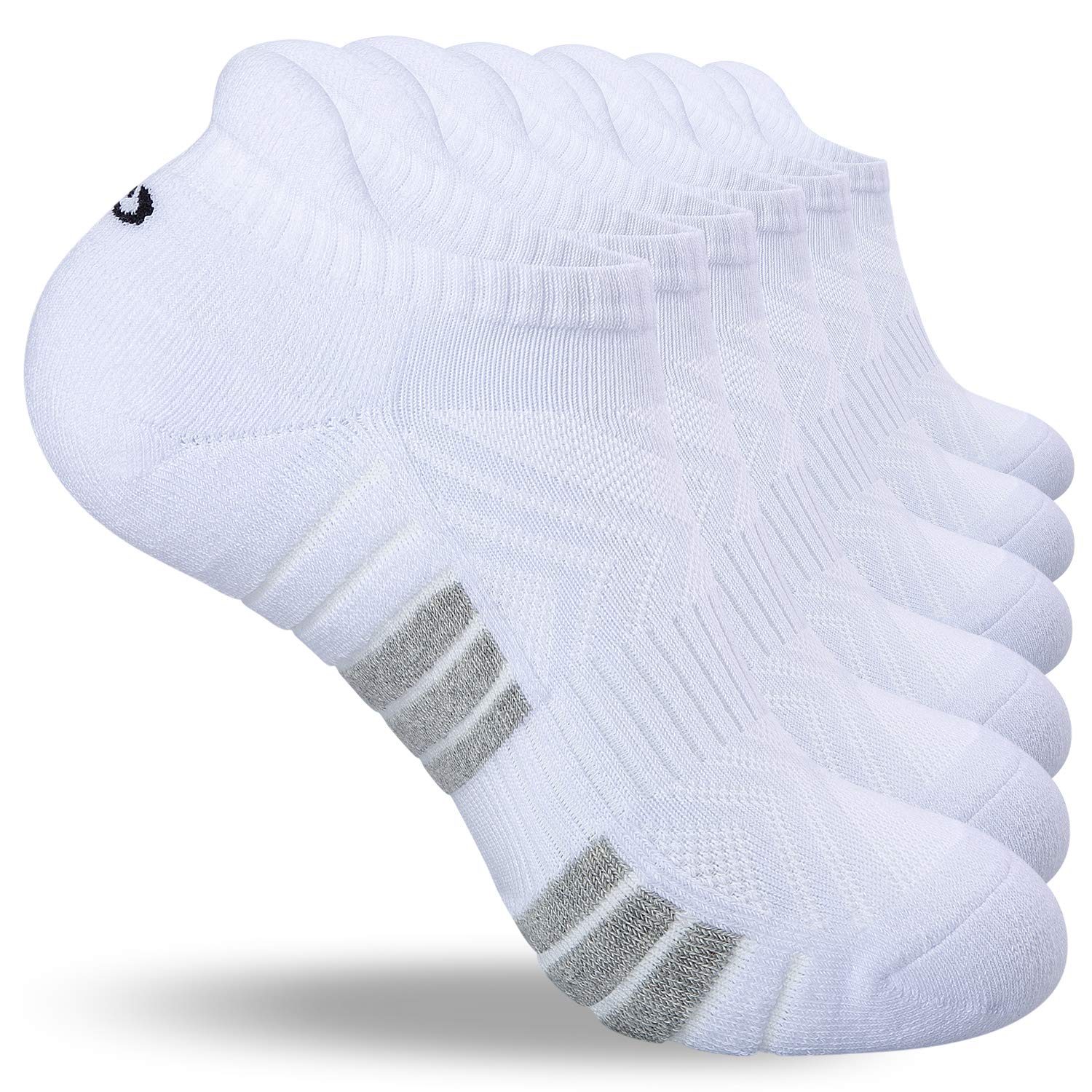 coskefy Running Socks Thick Cushion Ankle Anti-Blister Cotton Trainer Short Athletic Sports Socks for Men Women 6 Pairs