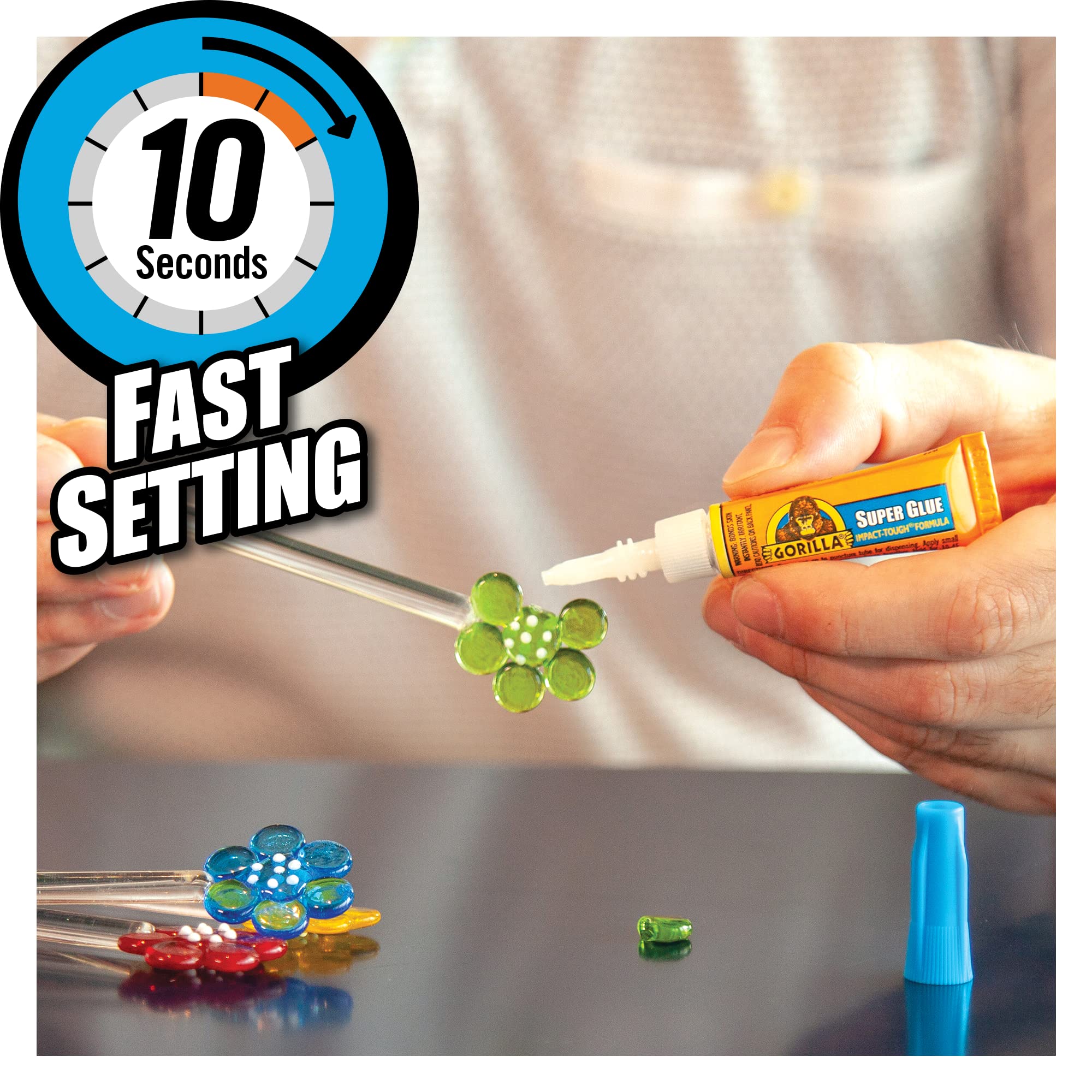 Gorilla Super Glue, 15g – All Purpose, Impact Tough & Fast Setting with Anti-Clog Cap Ideal for Metal, Ceramics, Leather & More