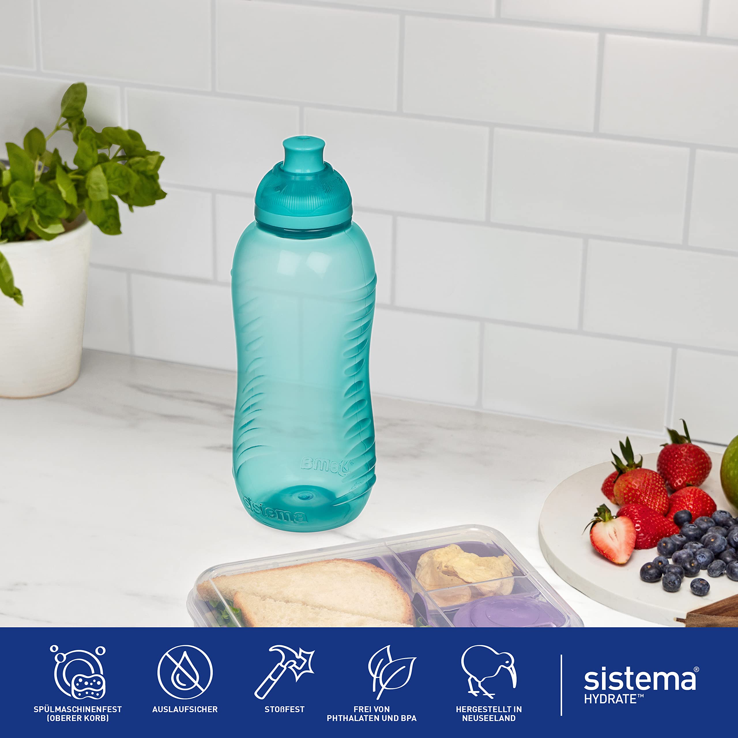 Sistema Twist 'n' Sip Bottle, 330 ml-Assorted Colours, BPA-Free Plastic