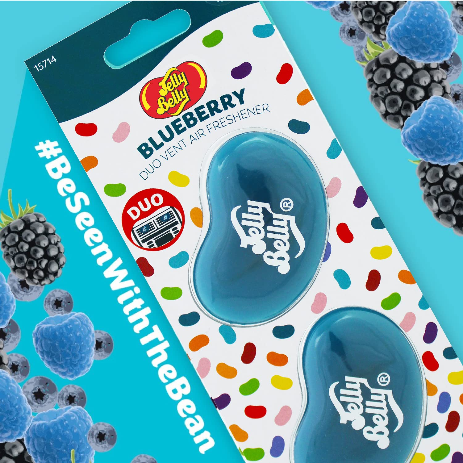 California Scents Jelly Belly Blueberry Mini Vent 3D Gel Duo Pack Air Freshener Car Fragrance, Green