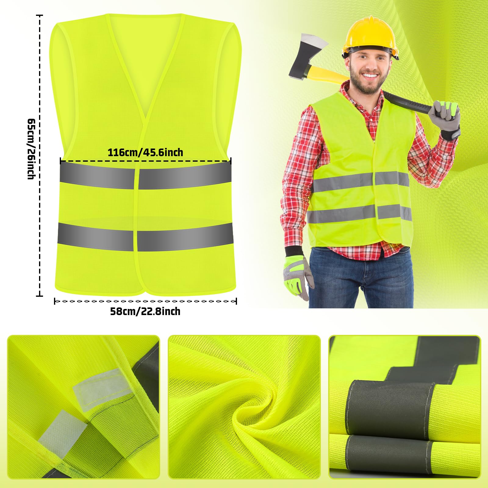LEEPAT 5 Pack Hi Jackets,High Visibility Reflective Safety Vest Anti-mold Waistcoats Jacket For Traffic Work, Running