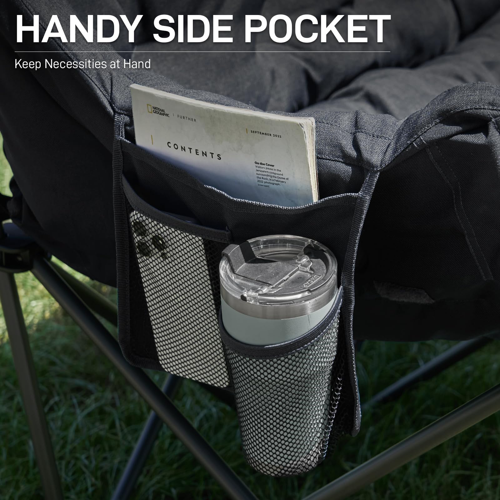 EVER ADVANCED Double Camping Chair for Adults 400KG, Heavy Duty Oversized Folding Camping Sofa Padded 6cm, Garden Foldable Chair Outdoor Luxury for Heavy People Camp Portable