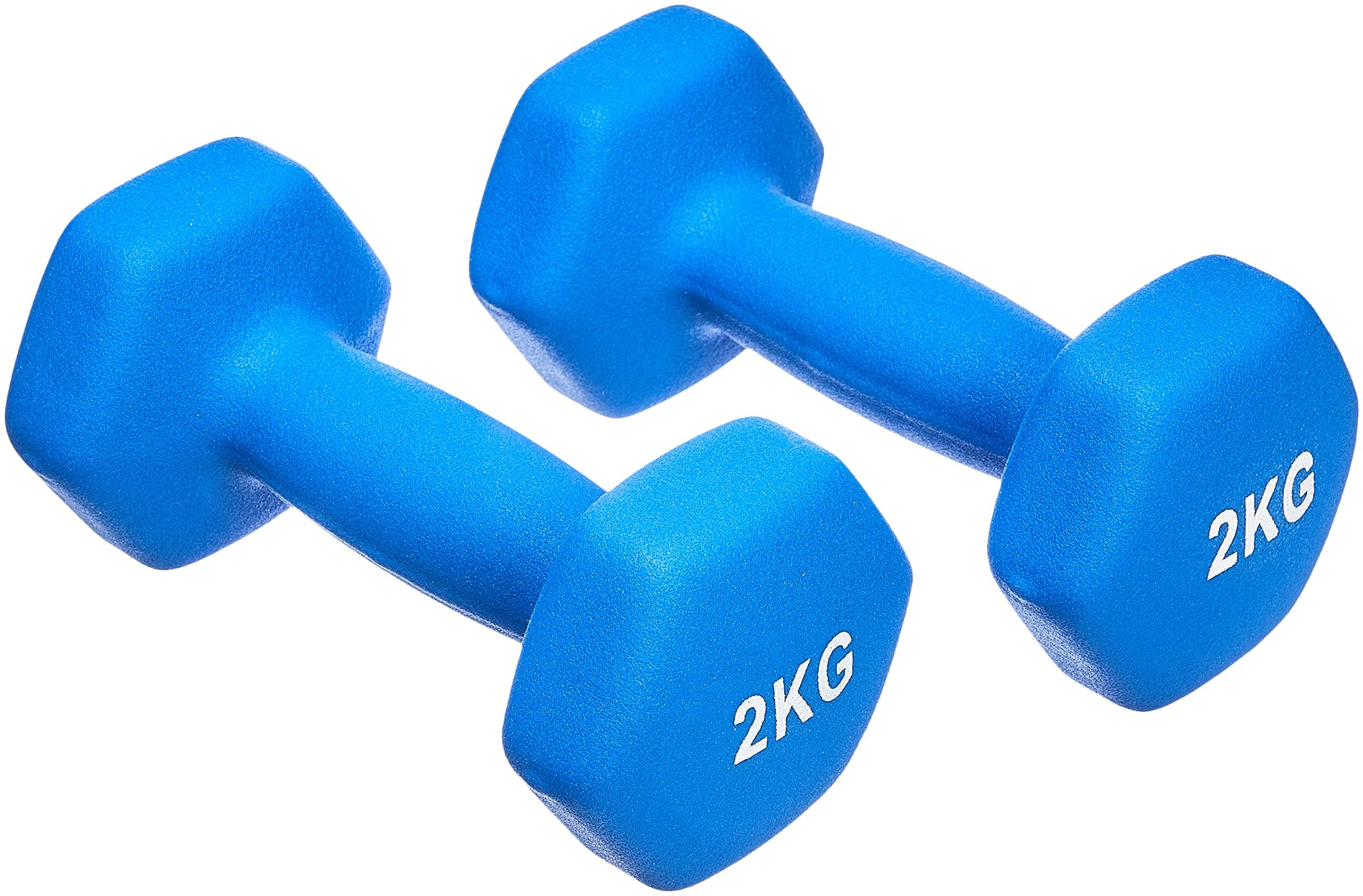 Amazon Basics Neoprene Dumbbell Pair, 2 kg, Blue