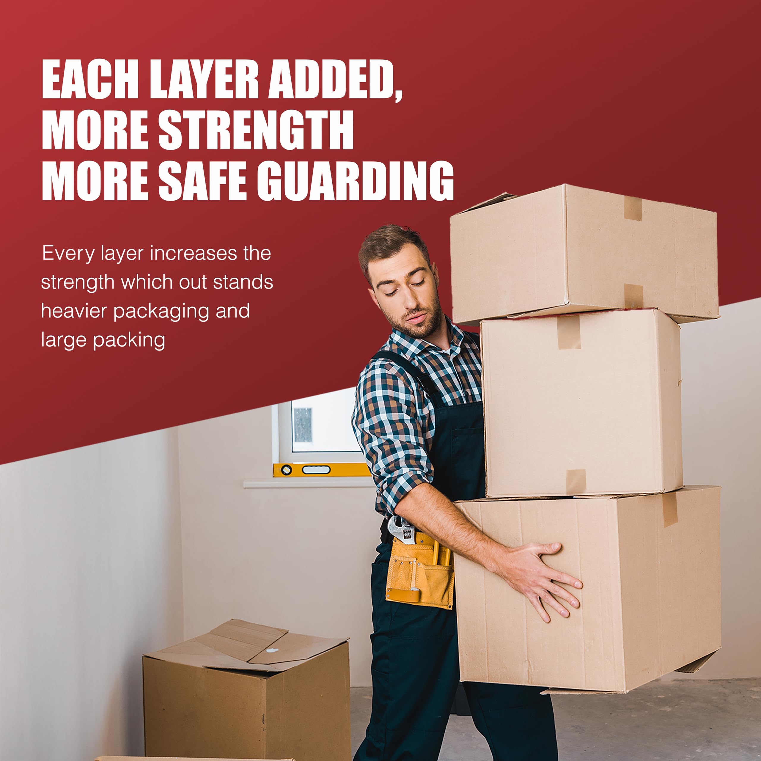 Merrimen Strong Heavy Duty Roll Pack Clear Packaging Tape | Secure Sticky Sealing Tape for Parcel Boxes, Moving Boxes, Large Postal Bags for long term storage | (48MM x 66M) (3 rolls, Clear)