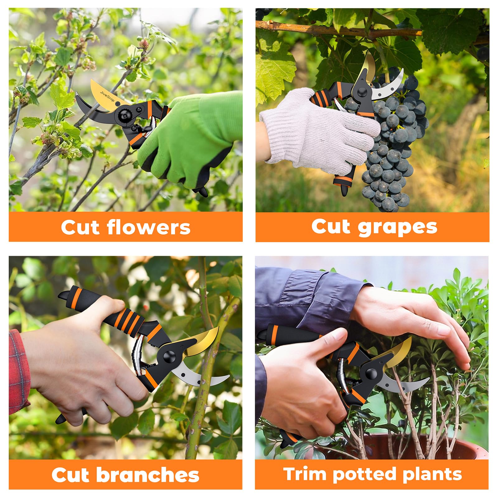 JiveSnip Premium Titanium Garden Secateurs - Professional Bypass Pruning Shears for Plants, Hedges, and Flowers