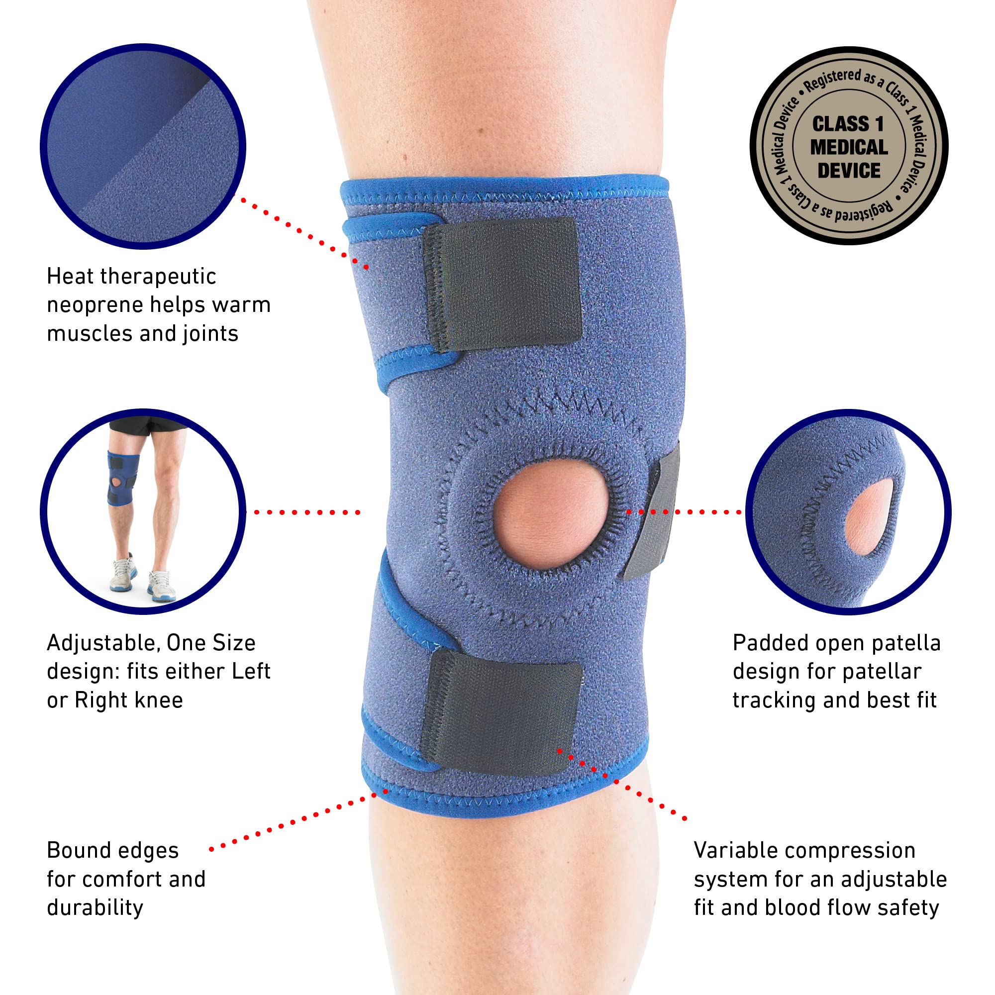 Neo-G Knee Support Open Patella - Knee Brace For Arthritis, Joint Pain Relief, ACL, Meniscus Tear, Runners Knee, Walking, Running - Knee Supports for Joint Pain Men and Women - Adjustable