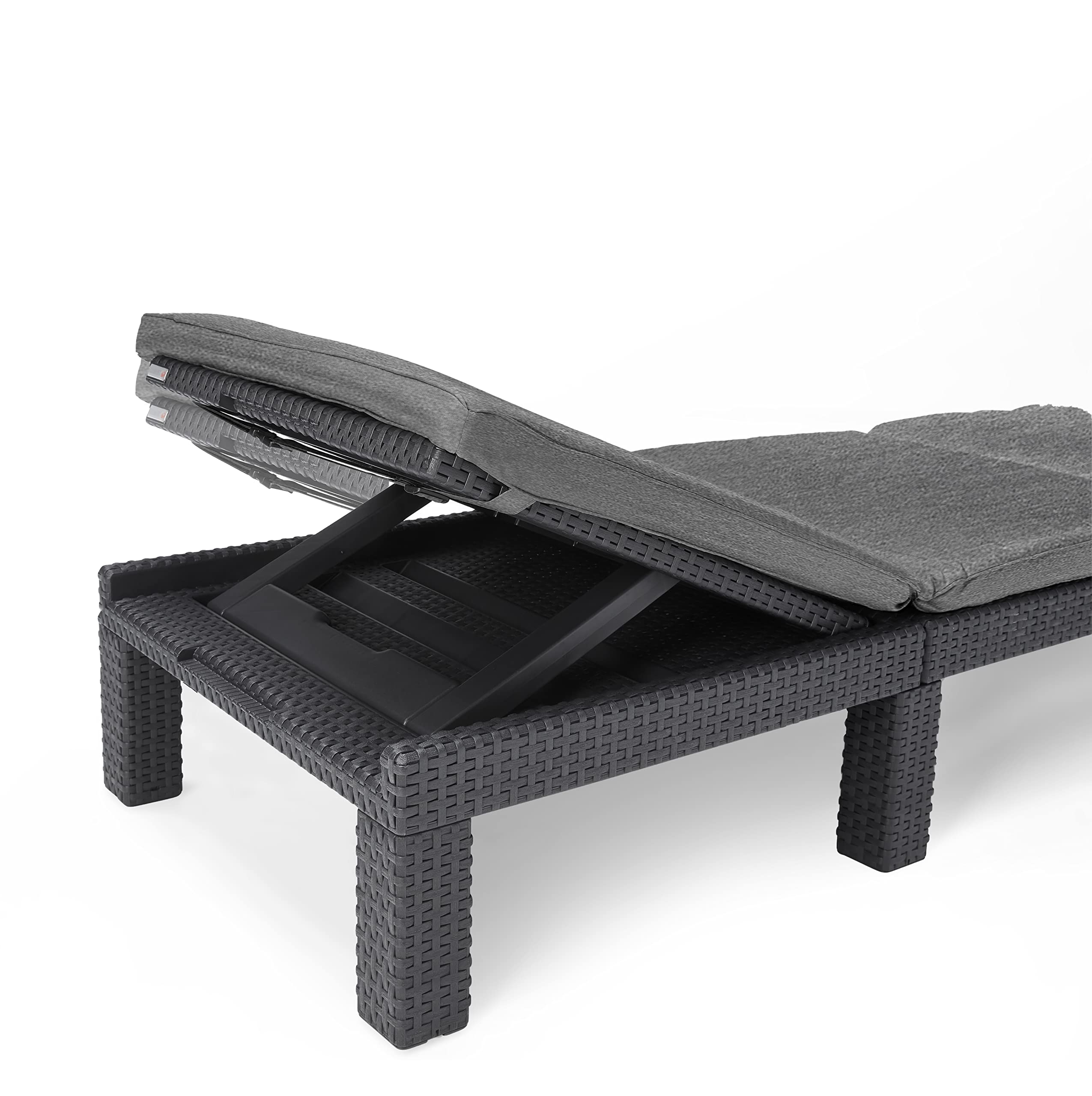Allibert by Keter Daytona Deluxe Outdoor Garden Sun lounger - Graphite with Grey Cushions