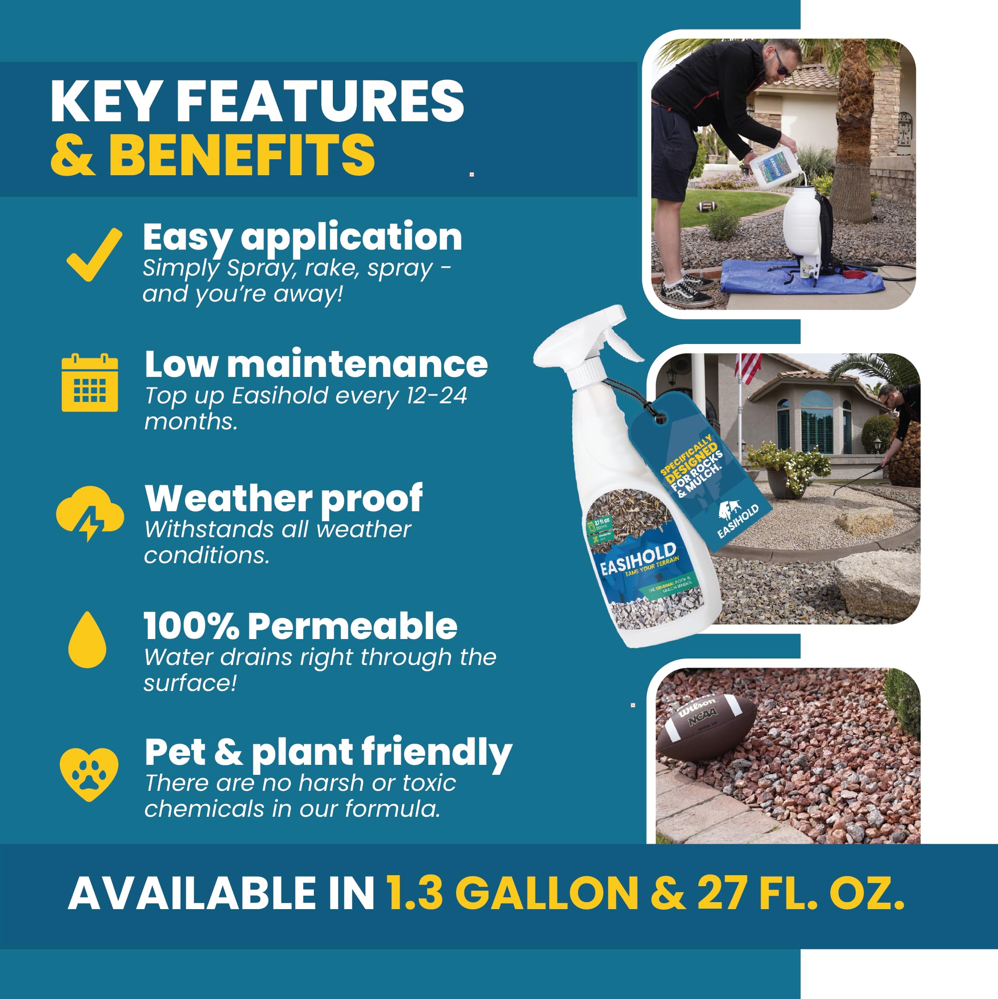 Vuba EASIHOLD ROCKS - Award Winning 5L XL Gravel Binder for Bonding Stones, Bark and Gravel on Borders, Patios and Garden Paths. Lasts up to 3 Years, Non Toxic, Ready to Use.