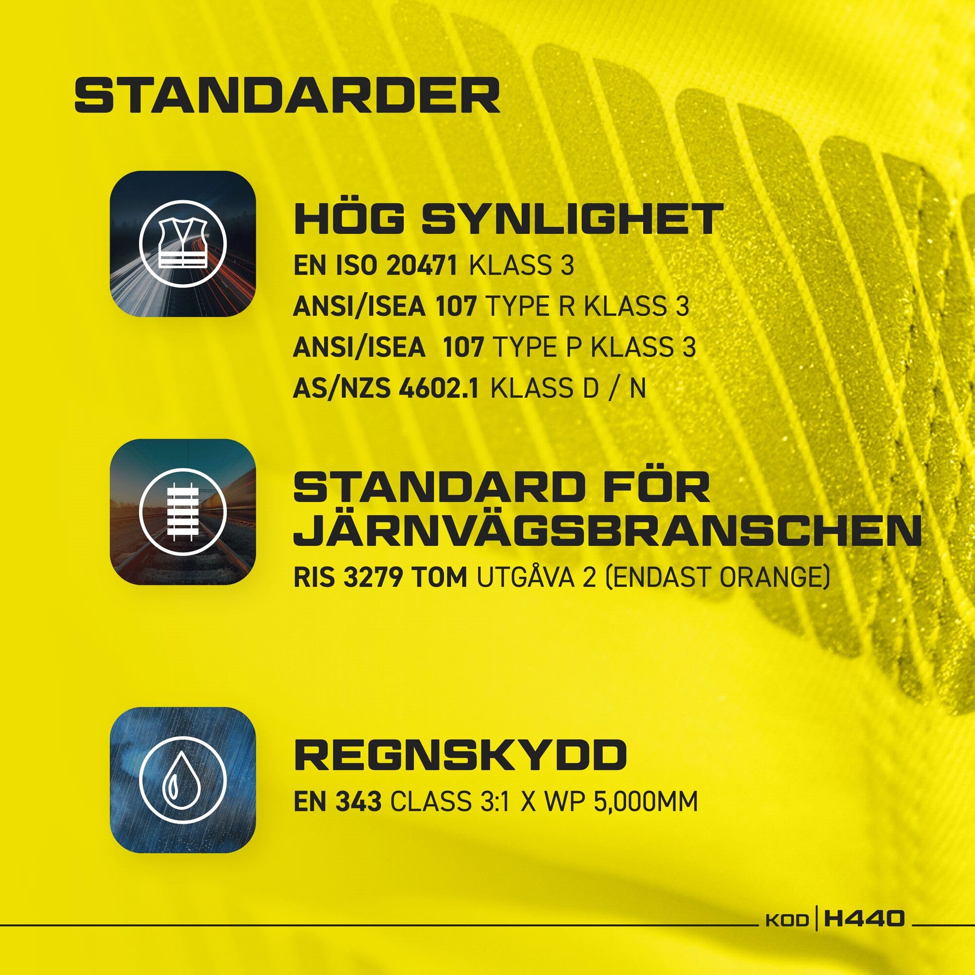 Portwest H440 Men's Lightweight Waterproof Hi-Vis Rain Jacket Yellow, Large