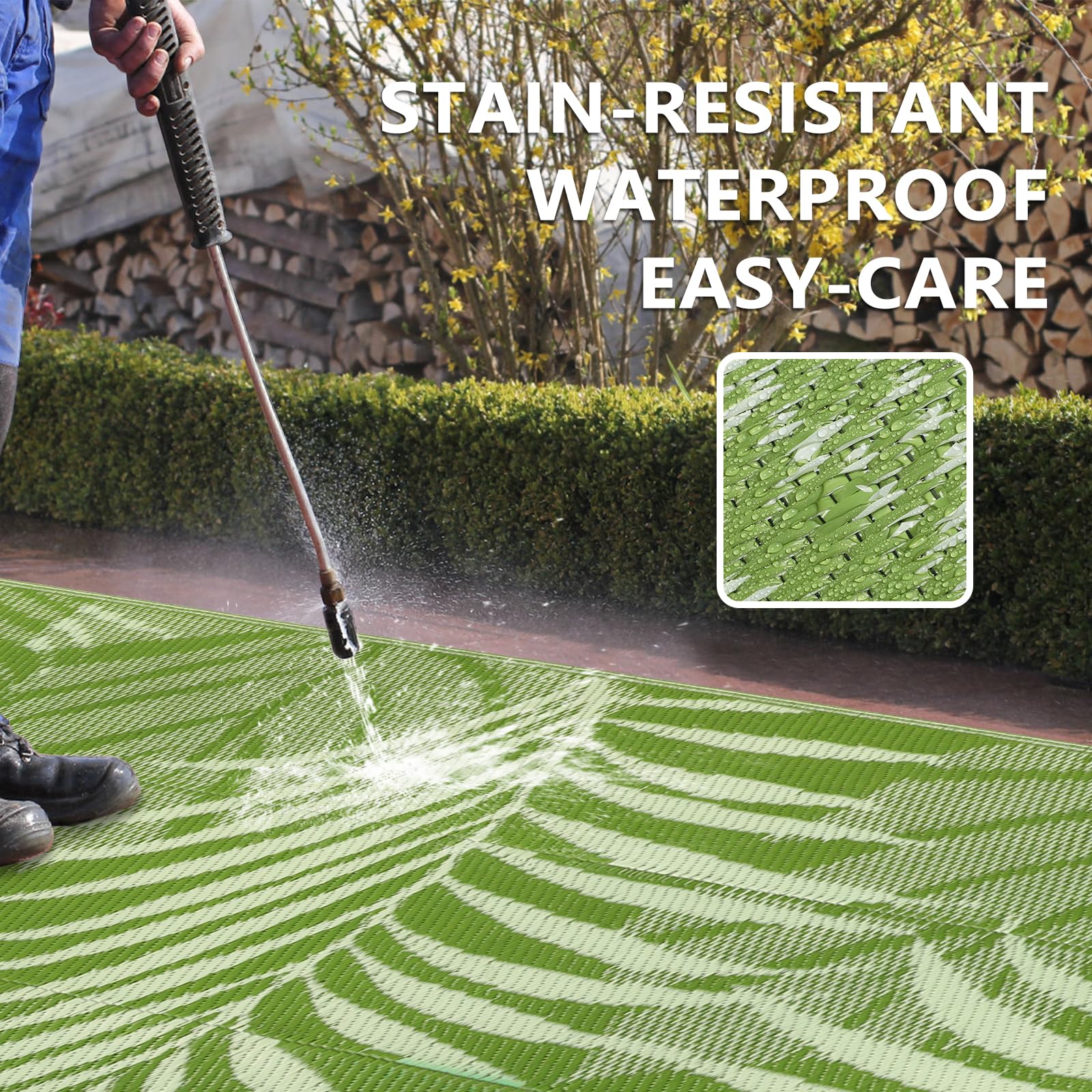 Edlbaegy Outdoor Rug Large 180x270 Waterproof Plastic Garden Rugs Reversible Foldable UV Resistant Camping Carpet Lightweight Patio Mat for Outdoor Picnic Balcony Backyard RV