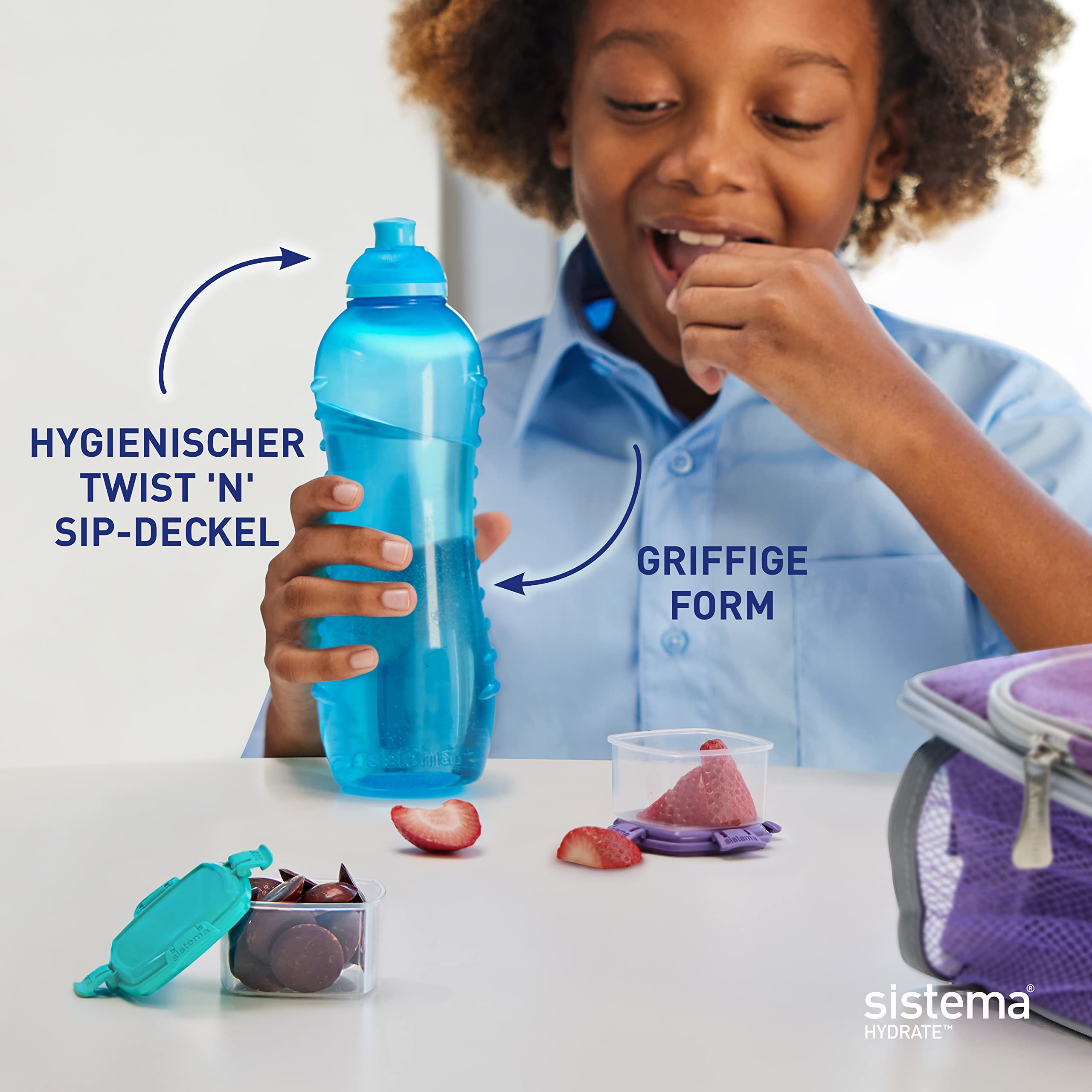 Sistema Twist 'n' Sip Bottle, 330 ml-Assorted Colours, BPA-Free Plastic