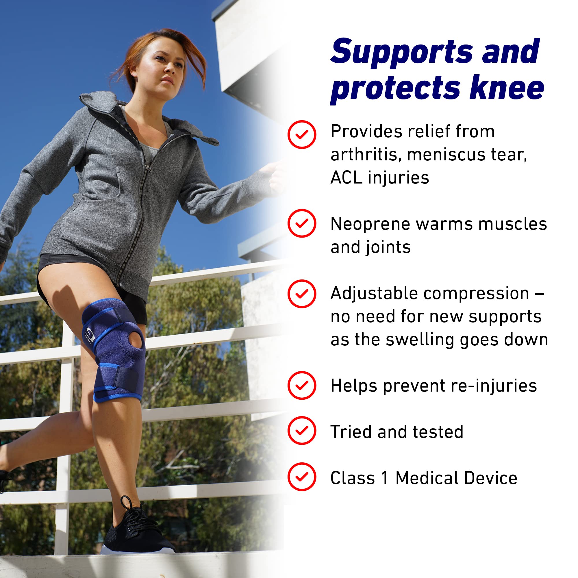 Neo-G Knee Support Open Patella - Knee Brace For Arthritis, Joint Pain Relief, ACL, Meniscus Tear, Runners Knee, Walking, Running - Knee Supports for Joint Pain Men and Women - Adjustable