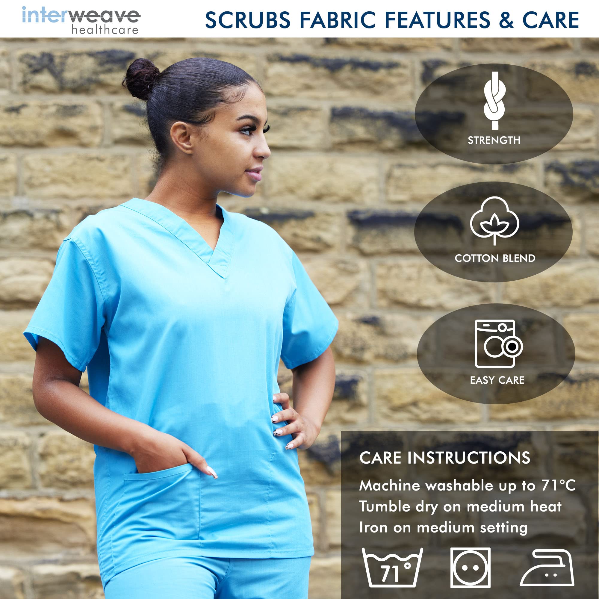 Interweave Healthcare Performance Scrub Set Medical Uniform Unisex Polycotton Reversible Scrubs Top & Trousers With Pockets In 8 Colours (as8, alpha, m, regular, regular, Navy)